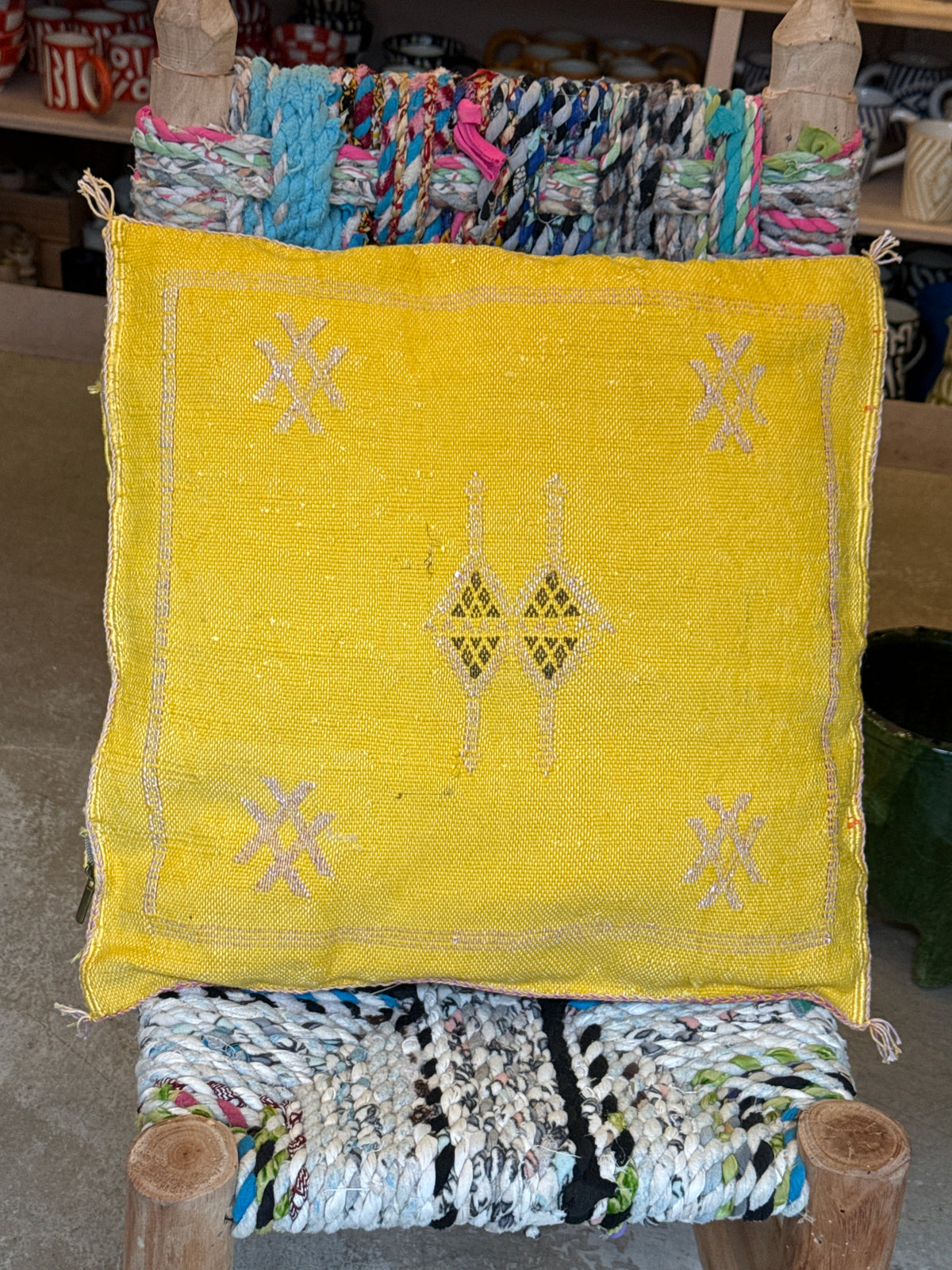 Handgefertigtes marokkanisches Kaktusseidenkissen – 50x50cm