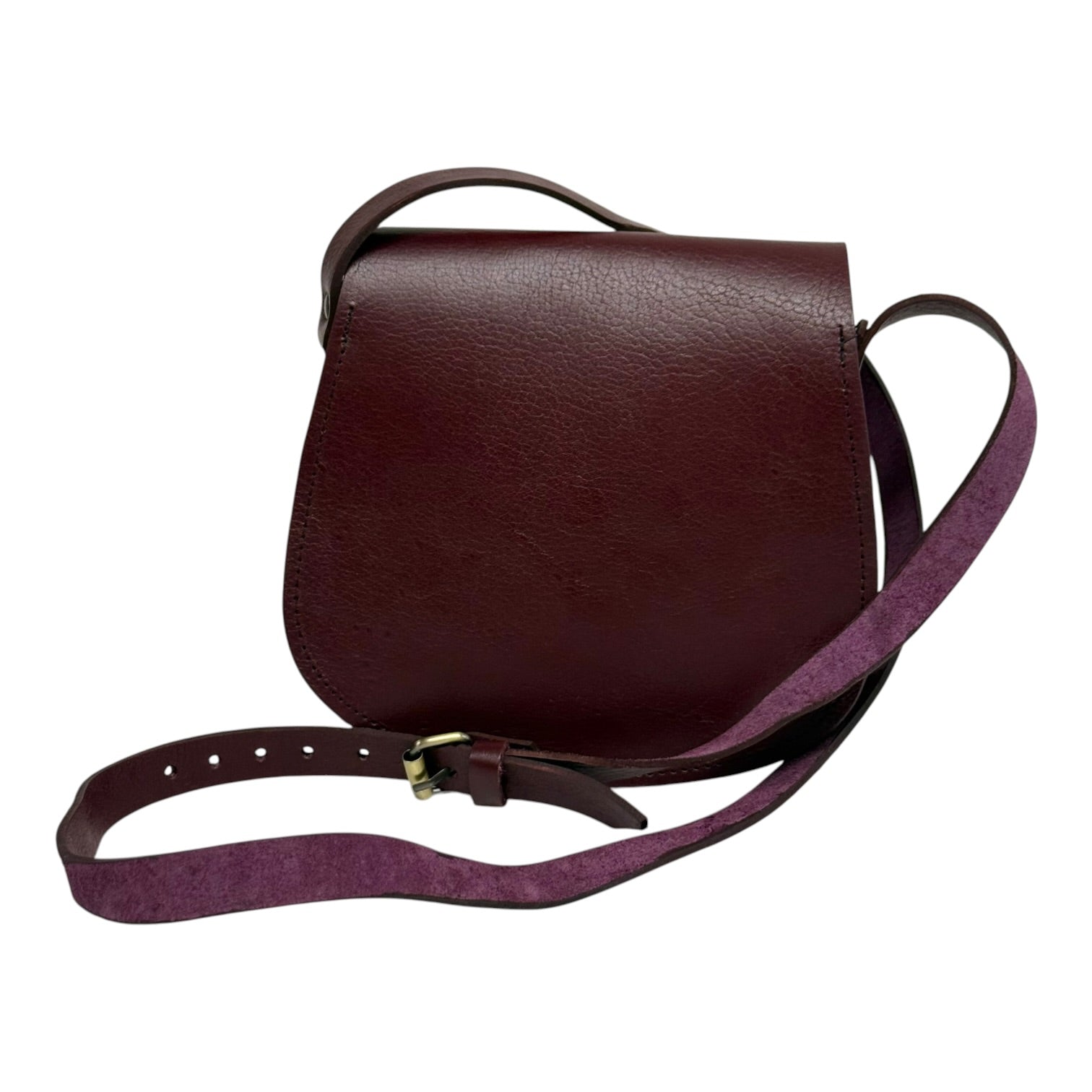 Maya Burgundy Leather Saddle Bag – Handmade Full-Grain Crossbody