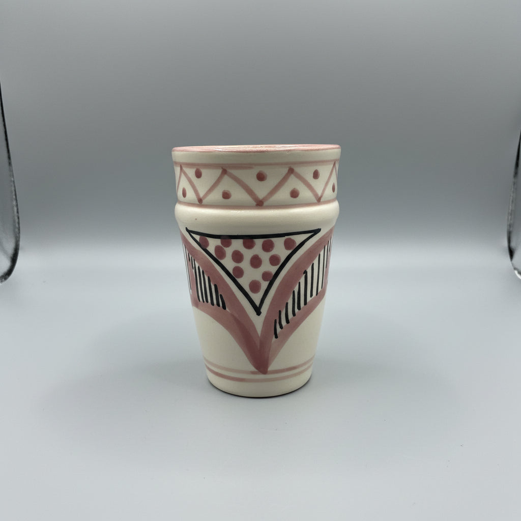 Safa Hand-Painted Geometric Beldi Ceramic Cup – Small Moroccan Artisan Cup