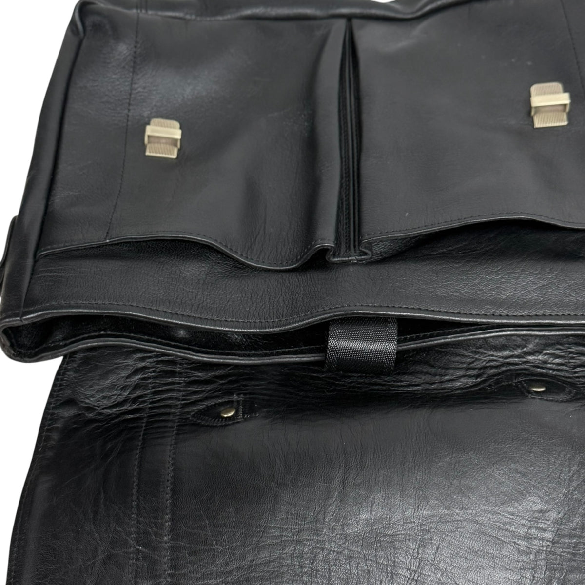 Oxford Full-Grain Leather Laptop Satchel - black