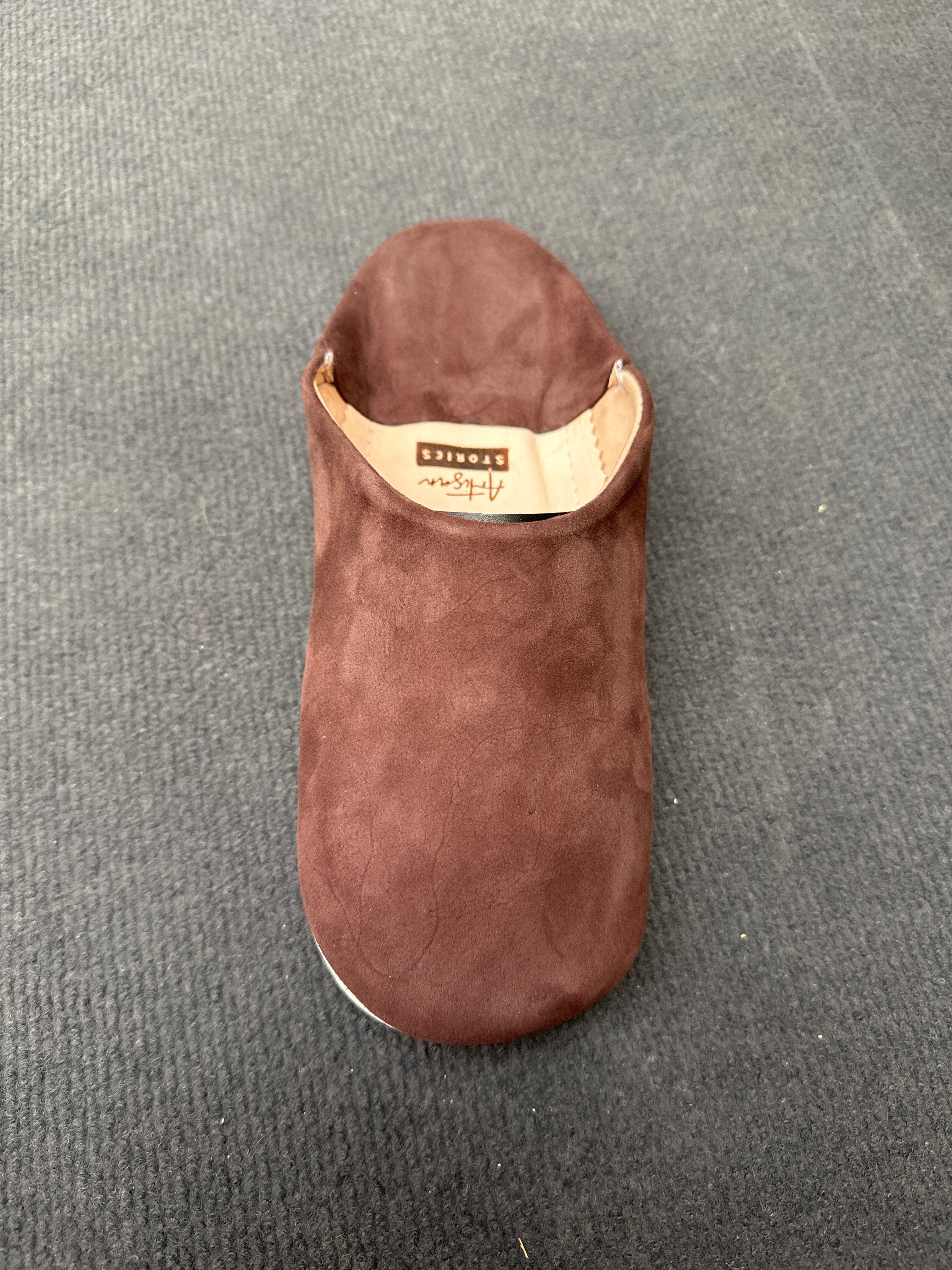 Herren-Slipper aus Leder in Grau/Blau