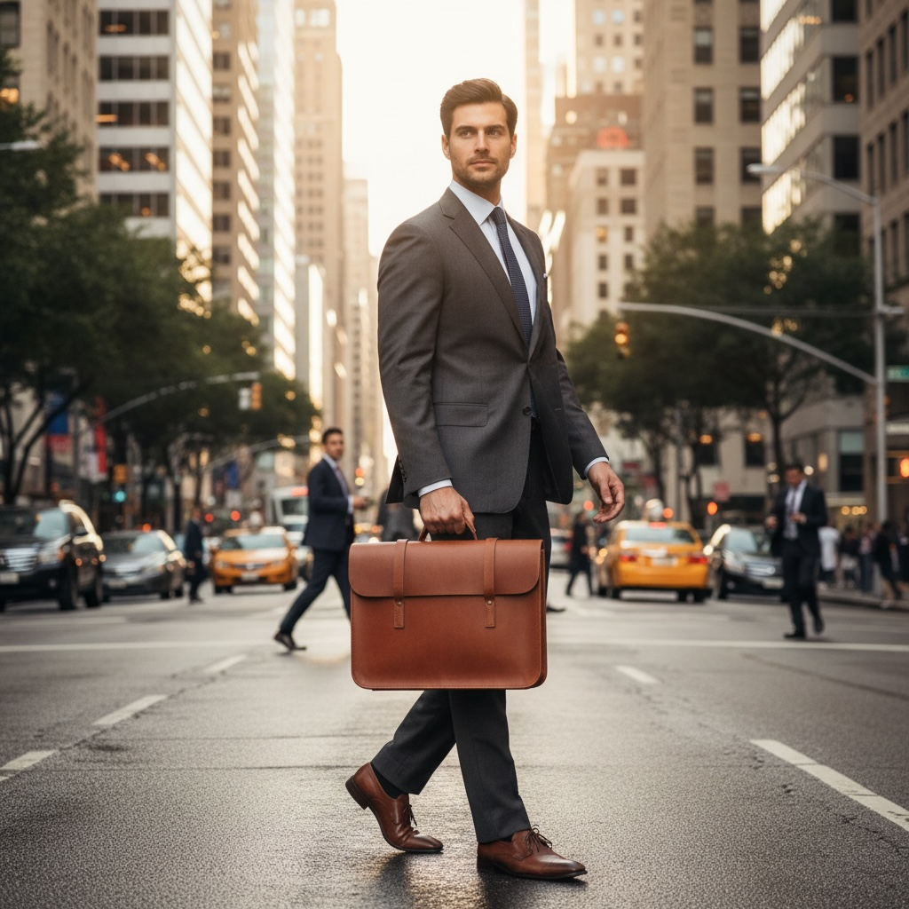 jordan Leather Messenger Bag – Full Grain Tan Work Briefcase