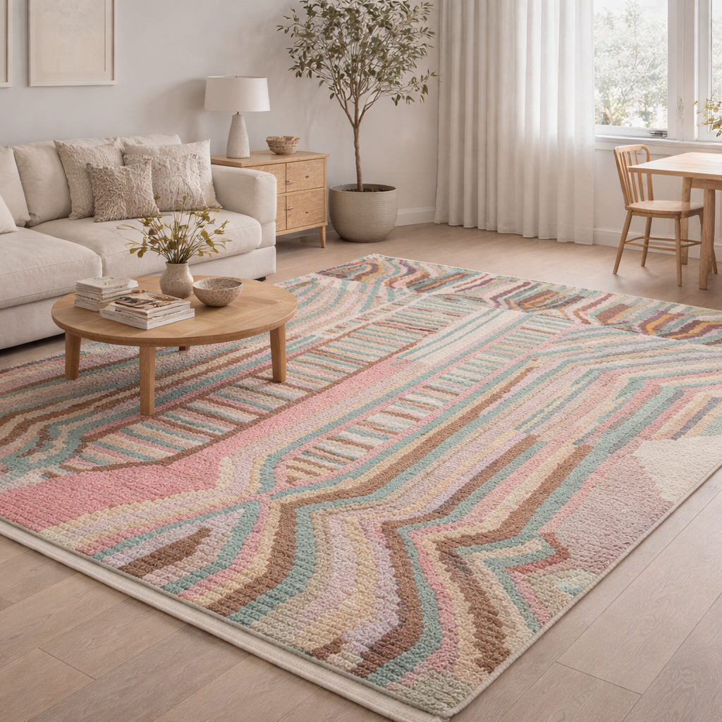 Boujaad Wool Rug – Pastel Geometric Pattern 2.95m x 1.95m
