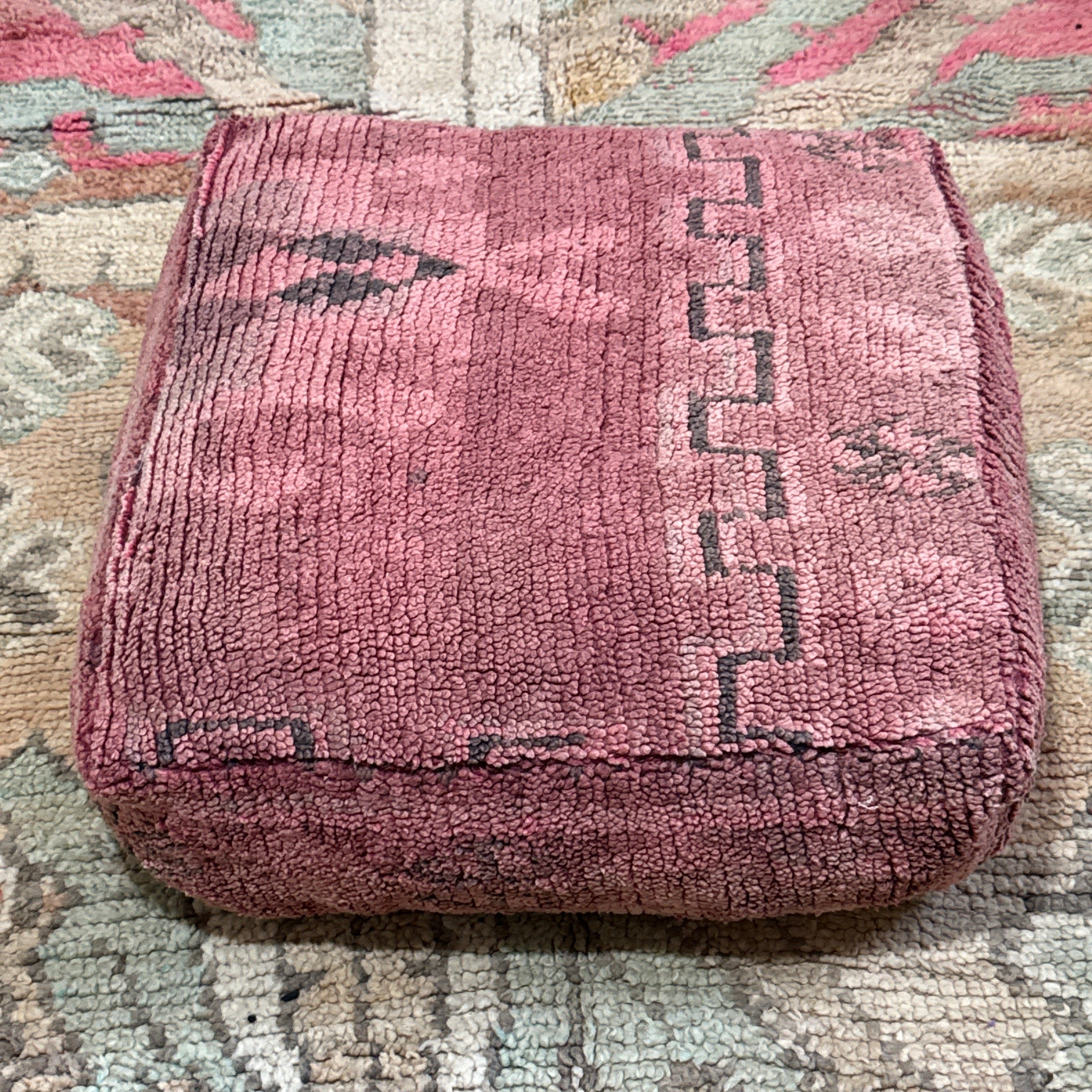 Vintage Boujad Pouffe – Rosewood Maze