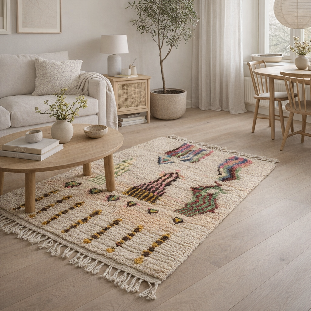 Boujaad Wool Rug " Desert Totems " 155 x 100 cm