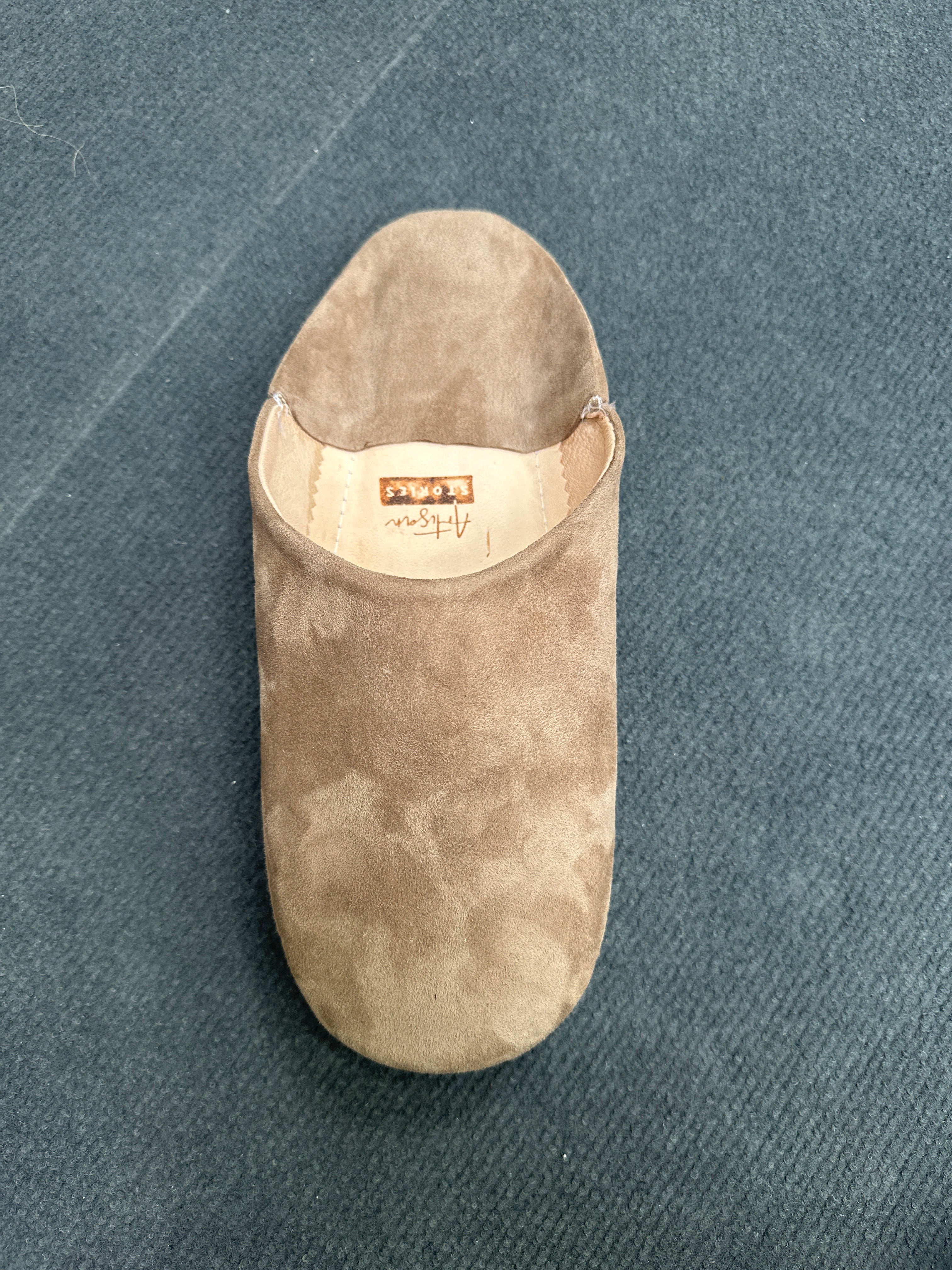 Herren-Slipper aus Leder in Grau/Blau