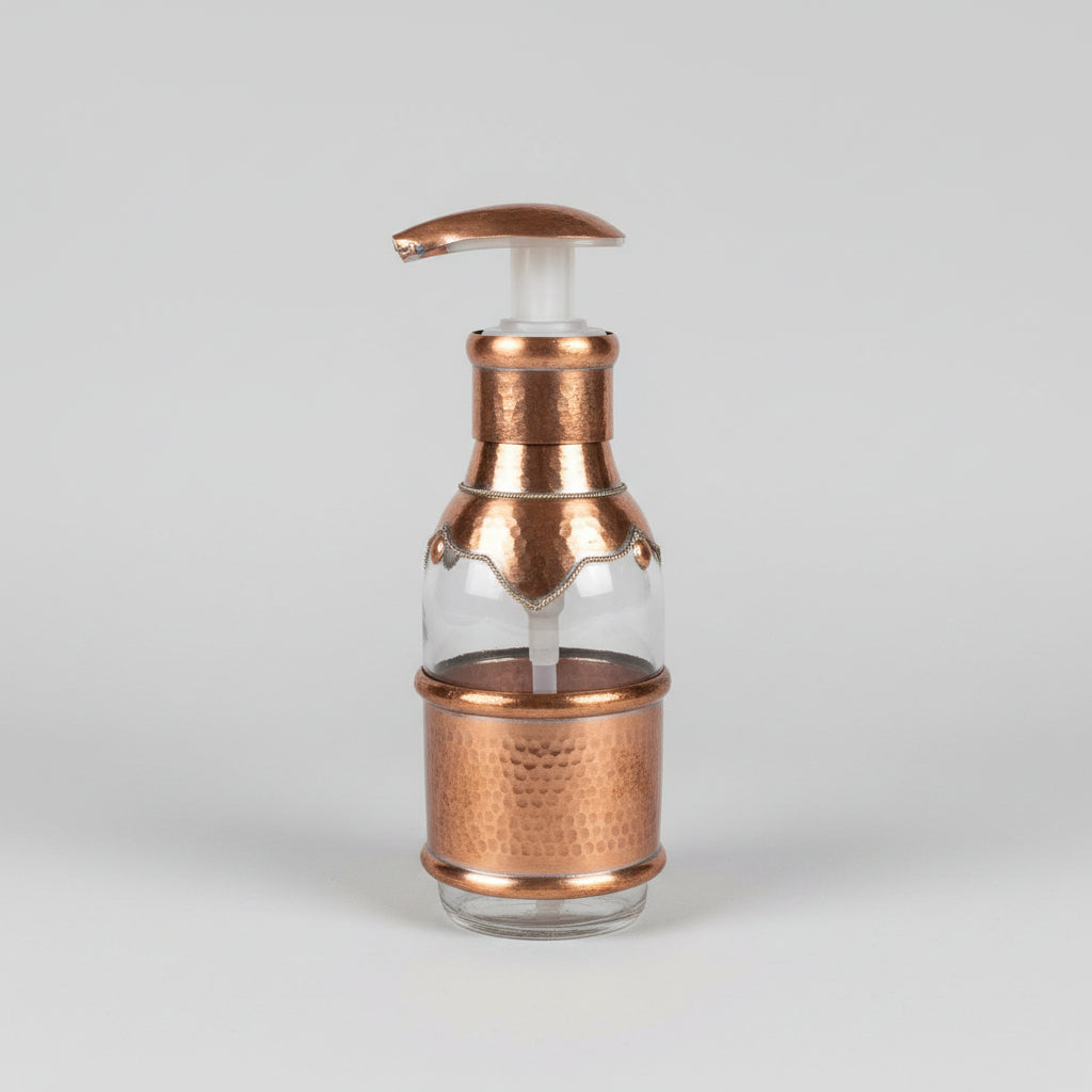 Hand-Hammered Moroccan Glass Soap Dispenser – 200ml | Refillable Lotion & Sanitiser Bottle