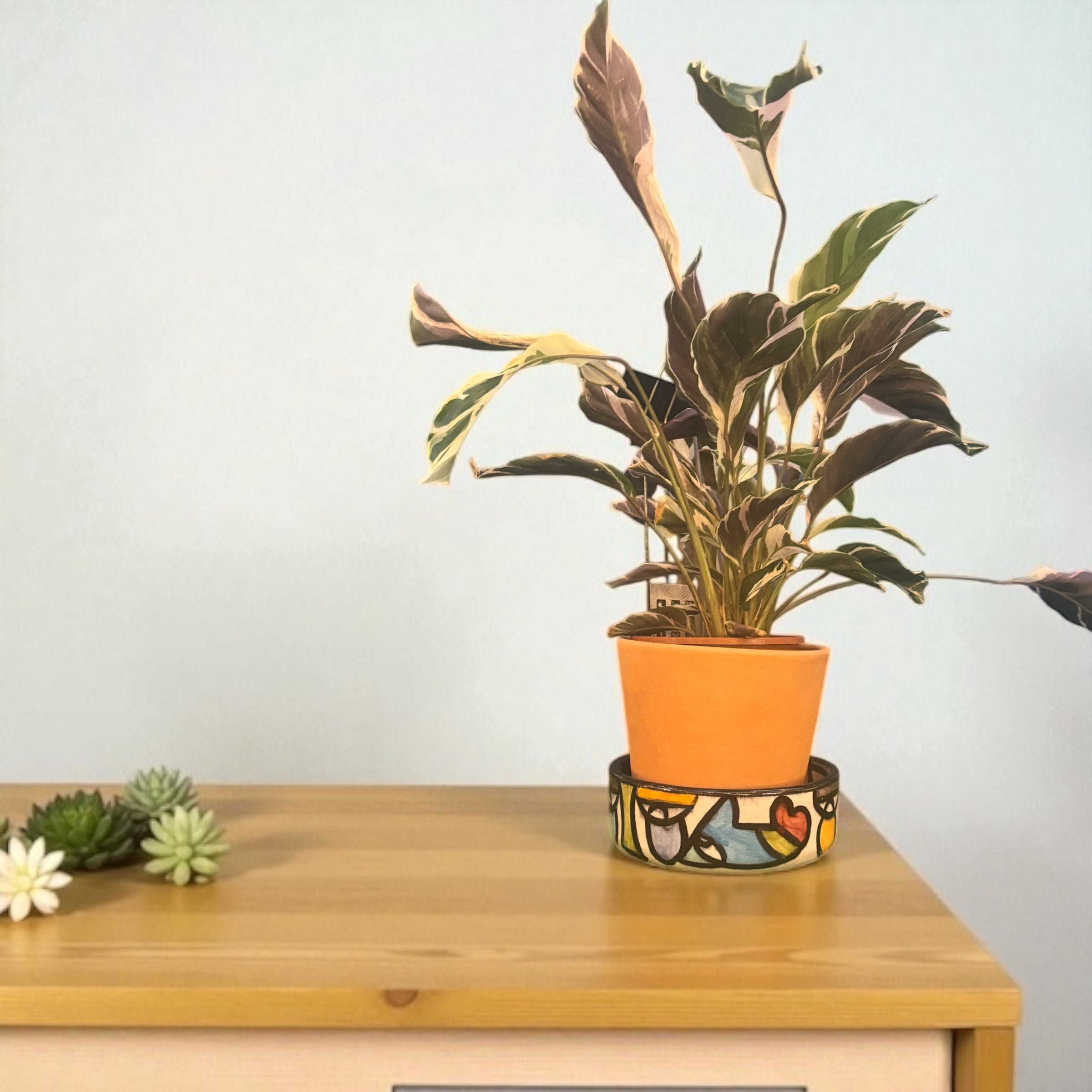 Hand-Painted Cubist Ceramic Dish –