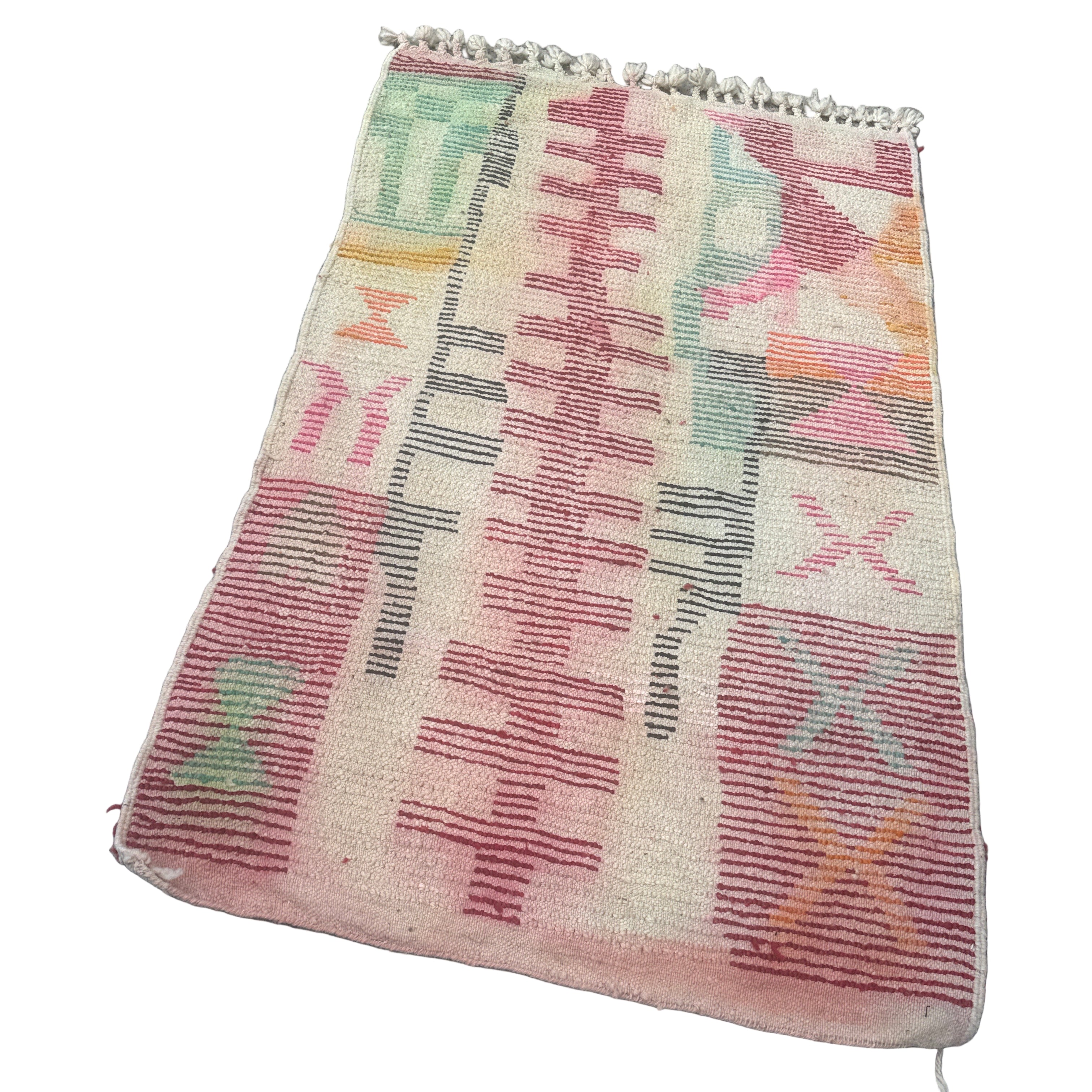 Boujaad Rug – Handmade Moroccan Berber Wool Rug 170 x 99 cm – Vintage Abstract Tribal Pattern