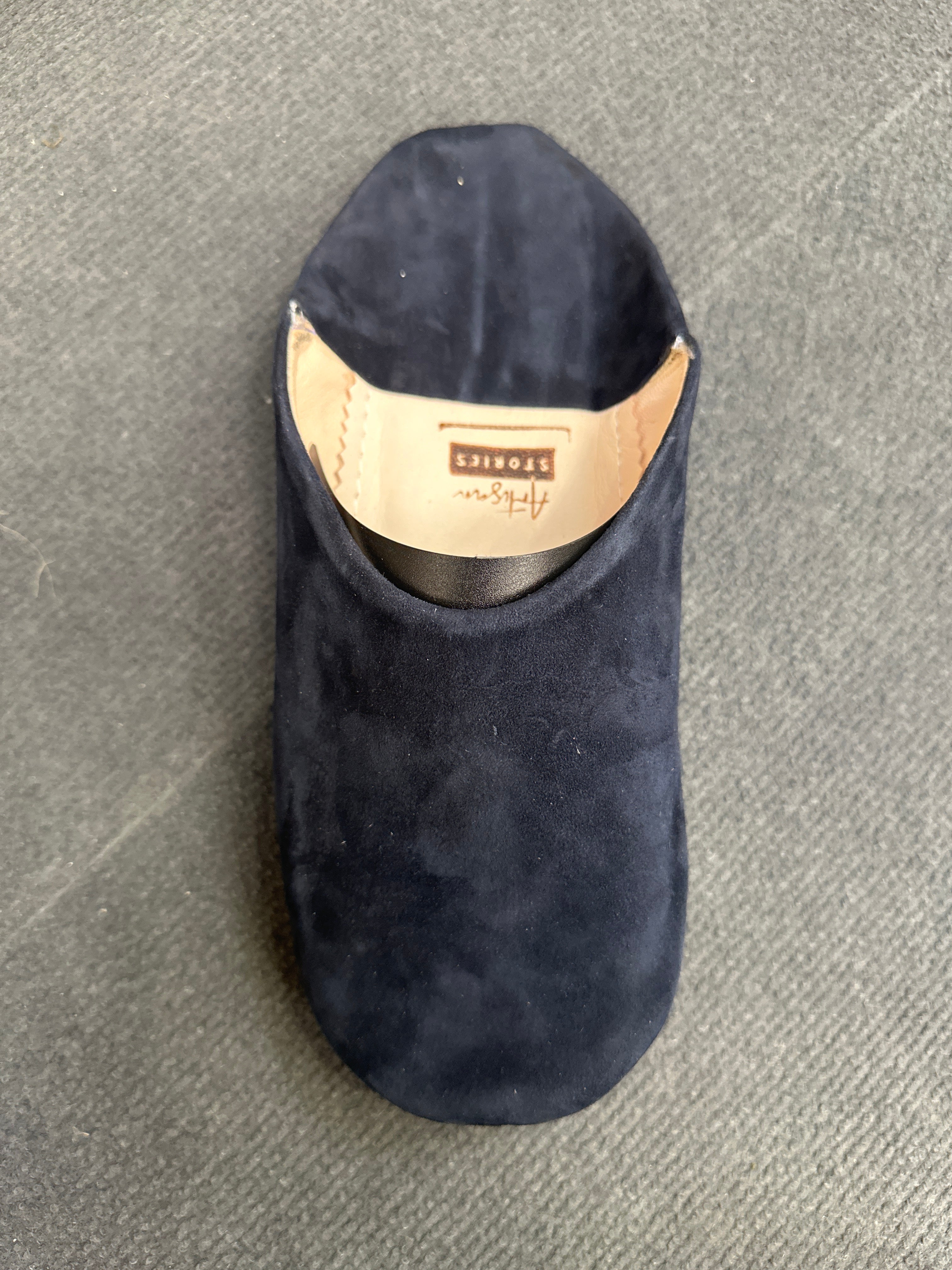Herren-Slipper aus Leder in Grau/Blau
