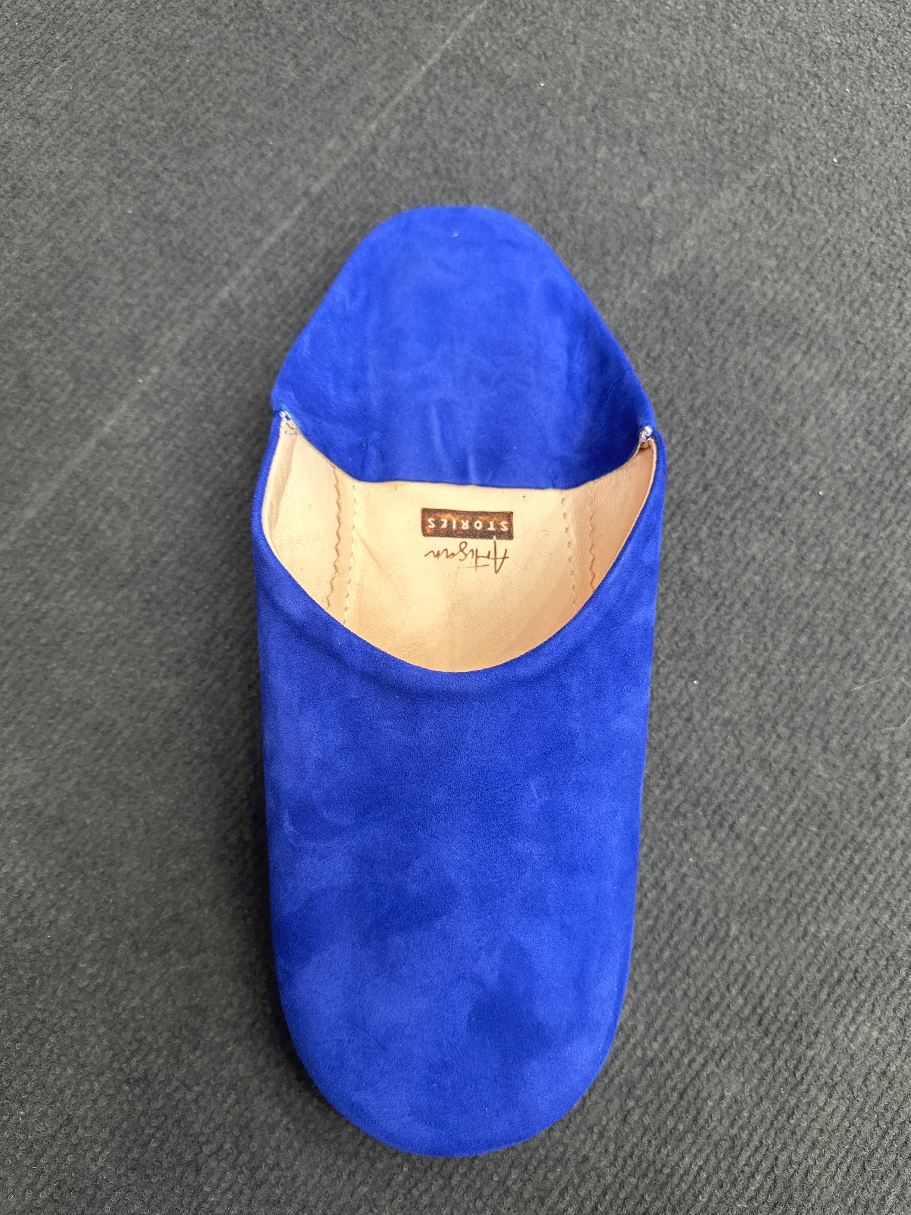 Herren-Slipper aus Leder in Grau/Blau
