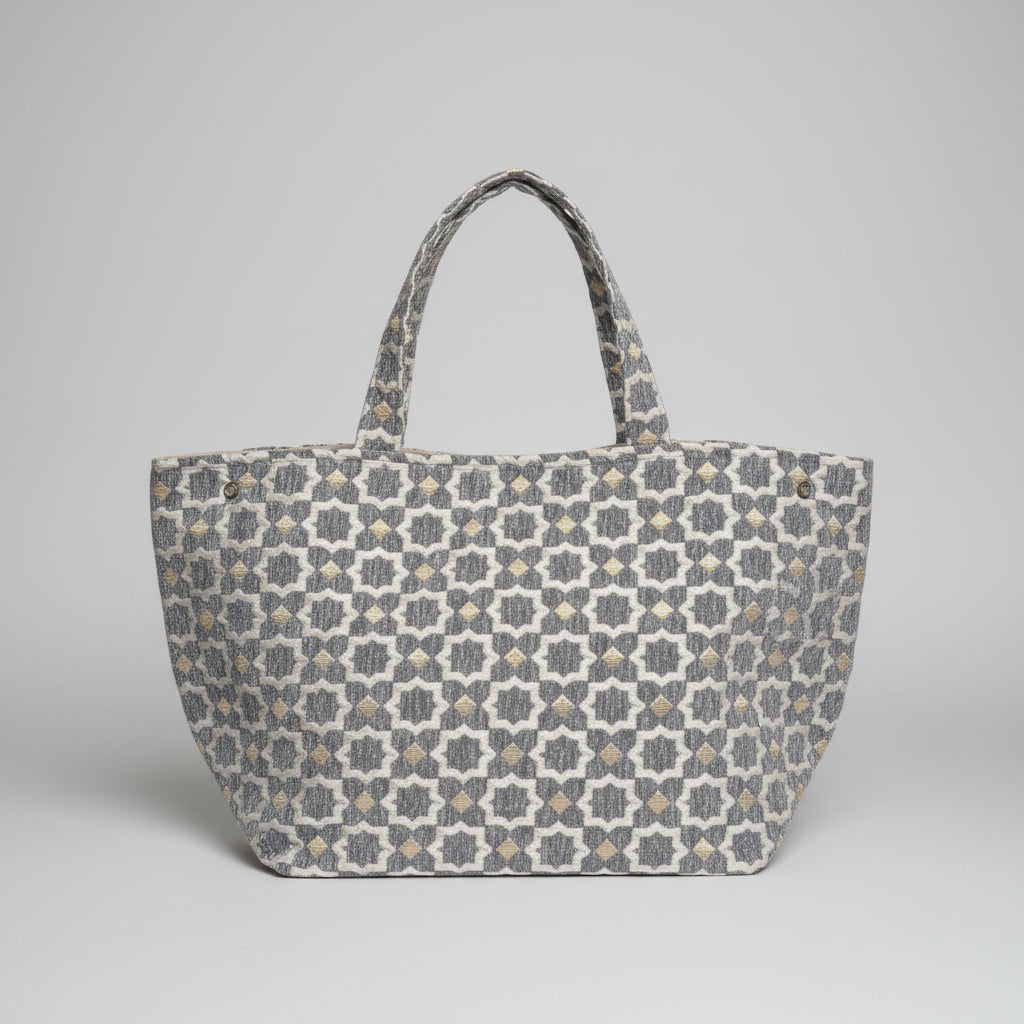 Moroccan Star Pattern Tote Bag – Expandable Fabric Shopper