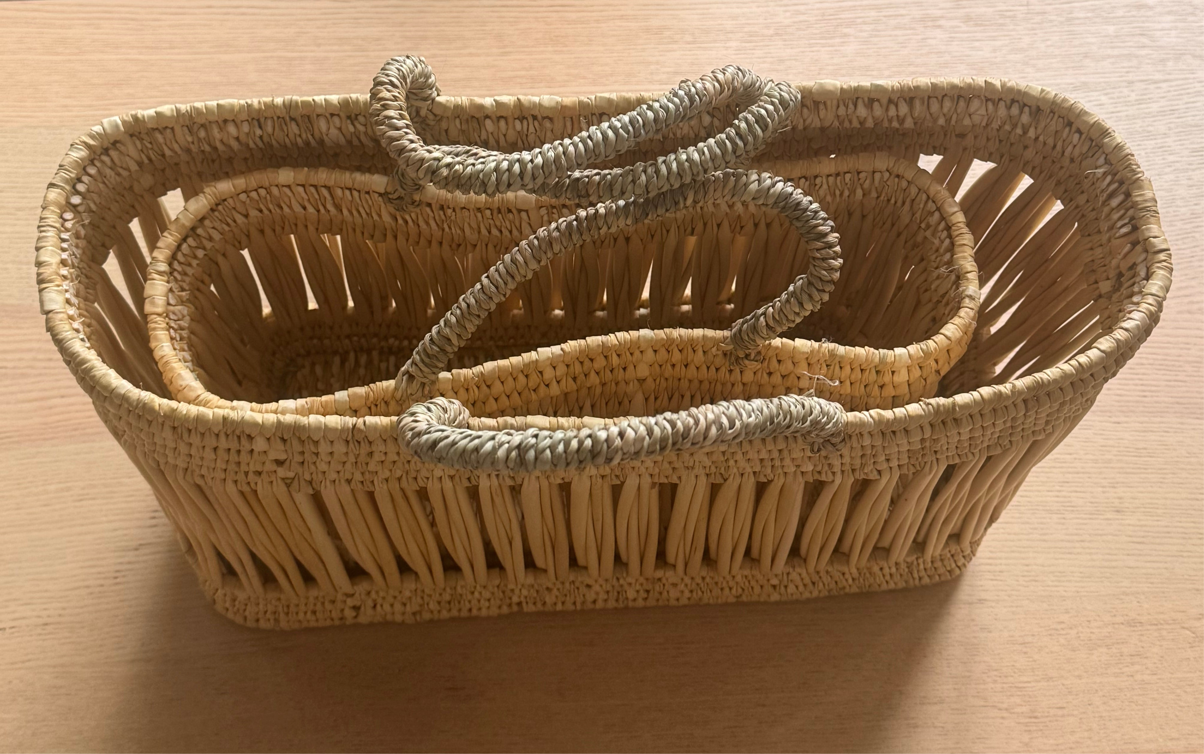 Essaouira Reed Basket Bag – Natural Palm Handle Tote