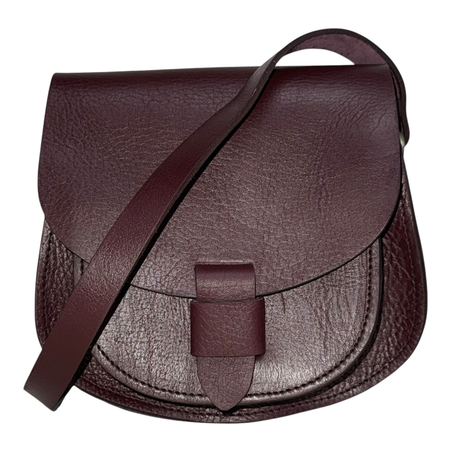 Maya Burgundy Leather Saddle Bag – Handmade Full-Grain Crossbody