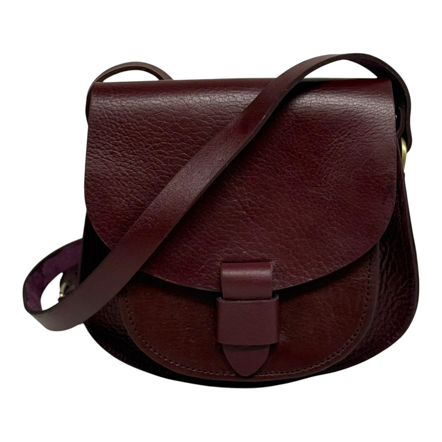 Maya Burgundy Leather Saddle Bag – Handmade Full-Grain Crossbody