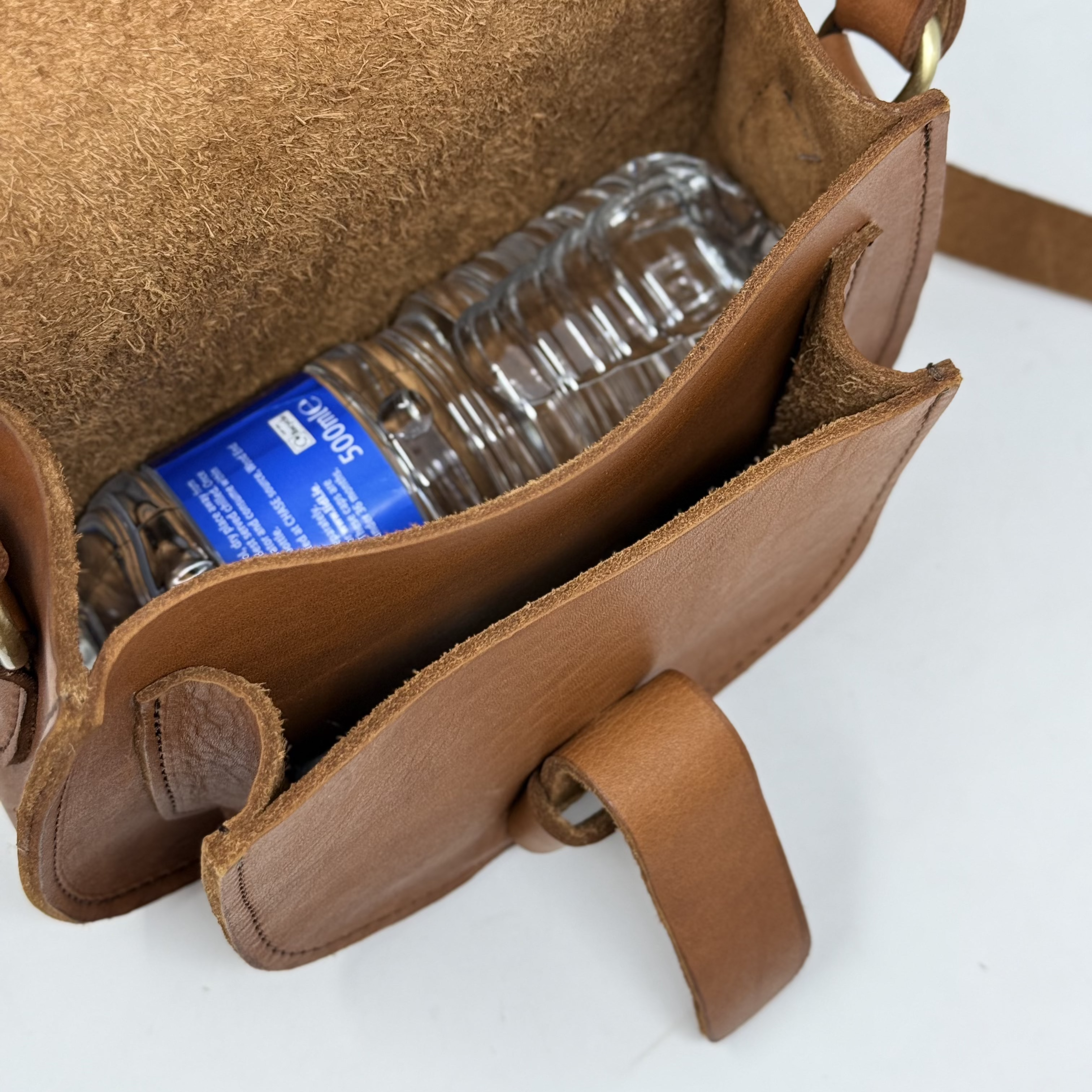 Maya Light Brown Leather Saddle Bag