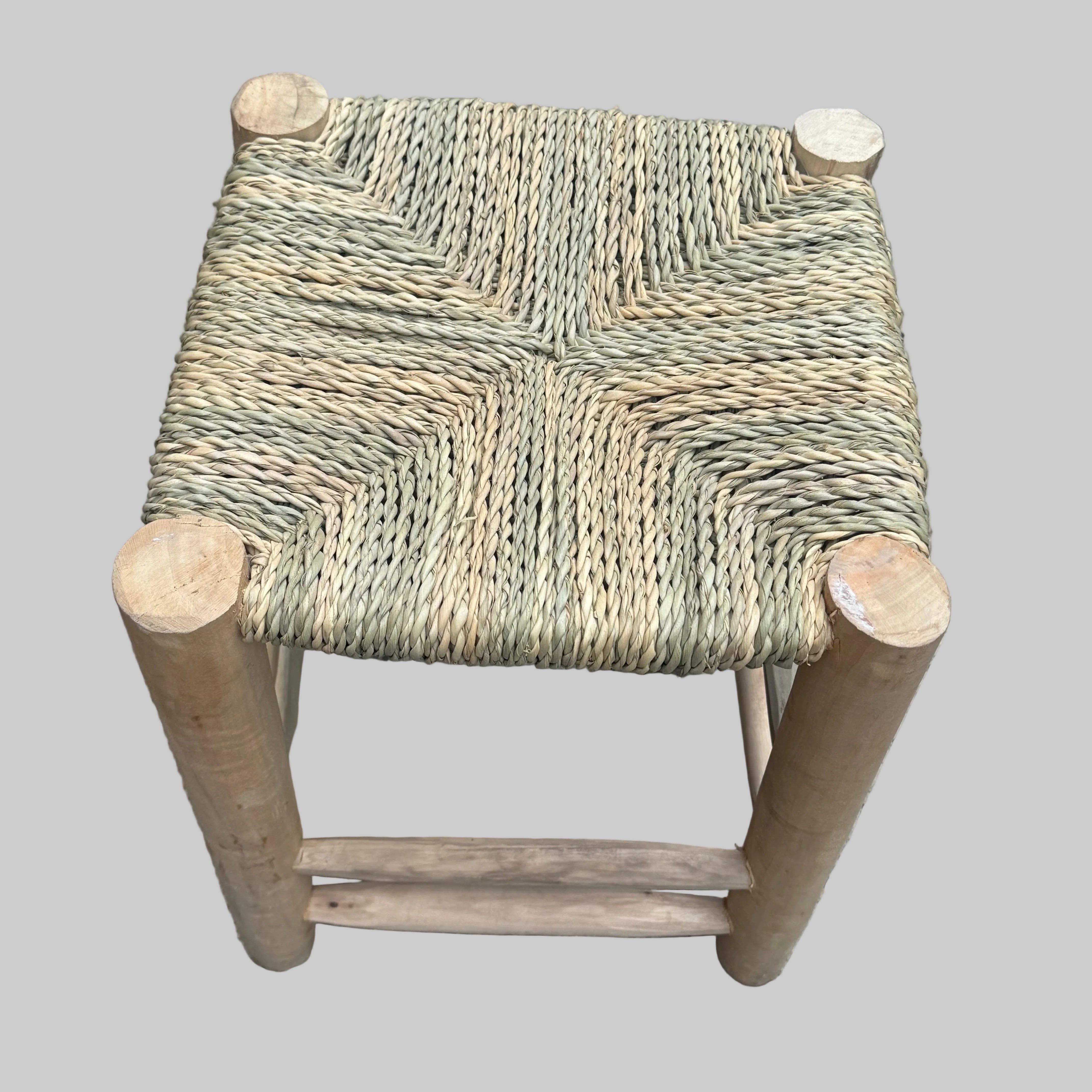 Handcrafted Moroccan Palm Leaf Stool
