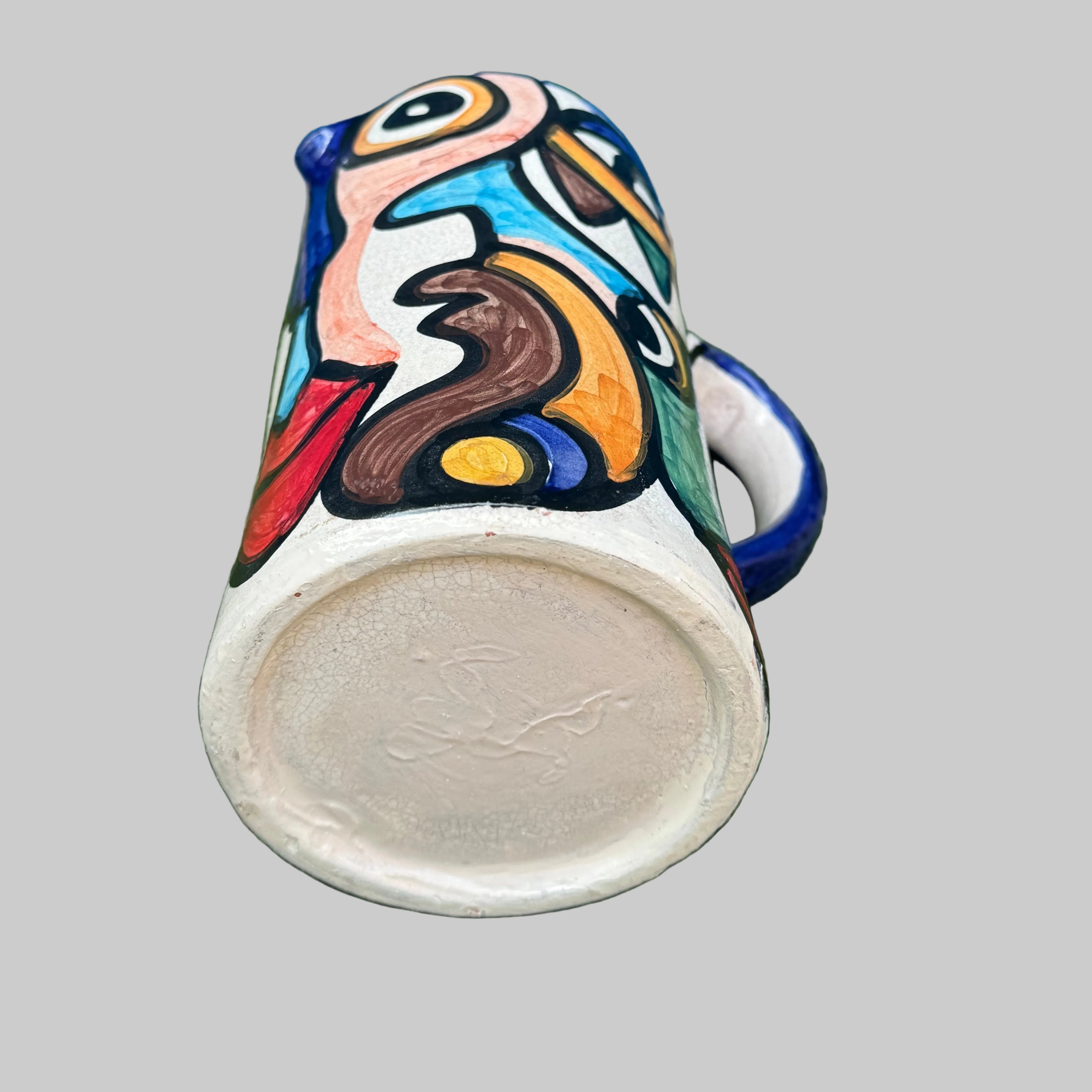 Cubist Hand-Painted Decorative Jug & Vase