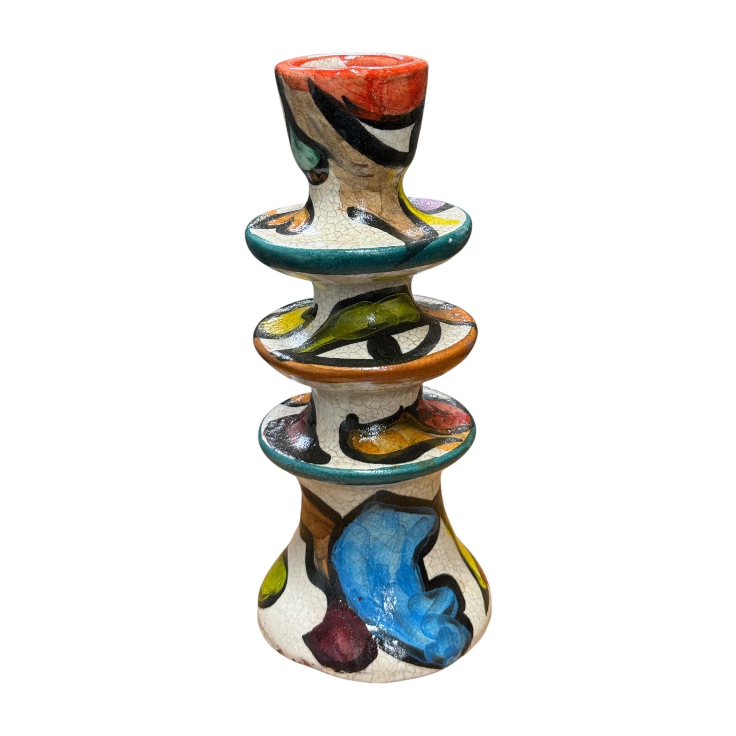 Hand-Painted Cubist Ceramic Candle Holder | Artisan Stories