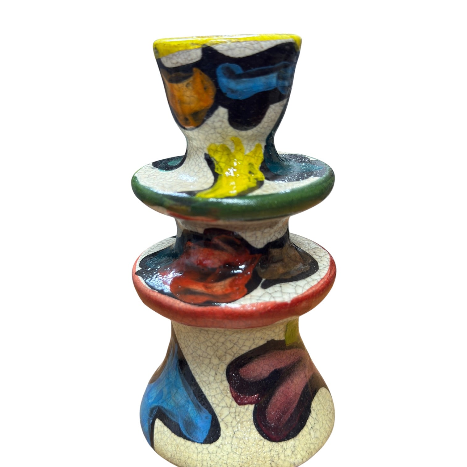 Hand-Painted Cubist Ceramic Candle Holder | Artisan Stories
