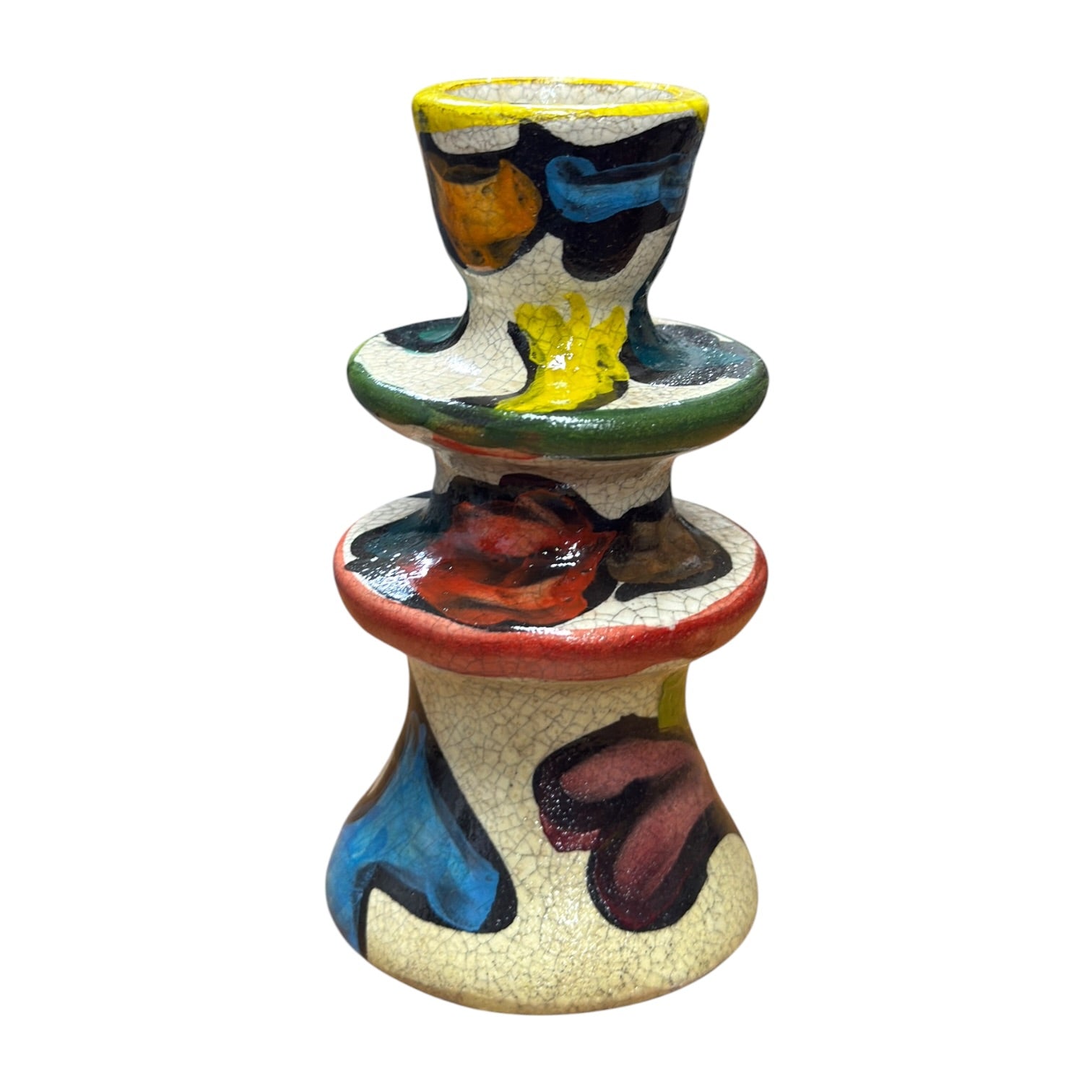 Hand-Painted Cubist Ceramic Candle Holder | Artisan Stories