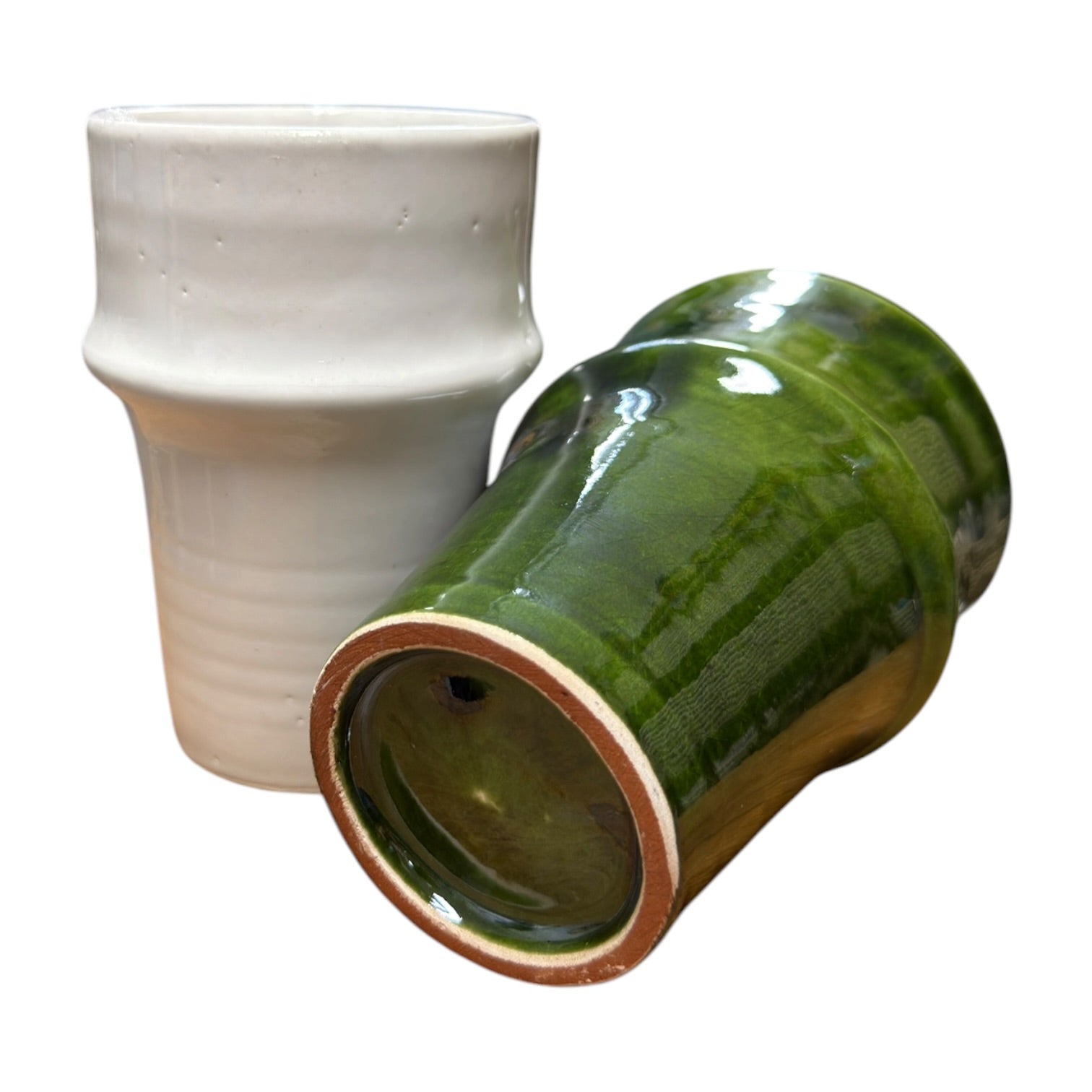 Handcrafted Moroccan Beldi Ceramic Cup - Fully Glazed Red Clay