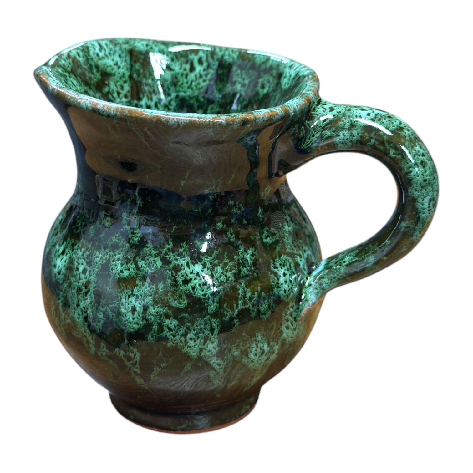 Handmade Moroccan Ceramic Mini Jug | Green Drip Glaze Pitcher