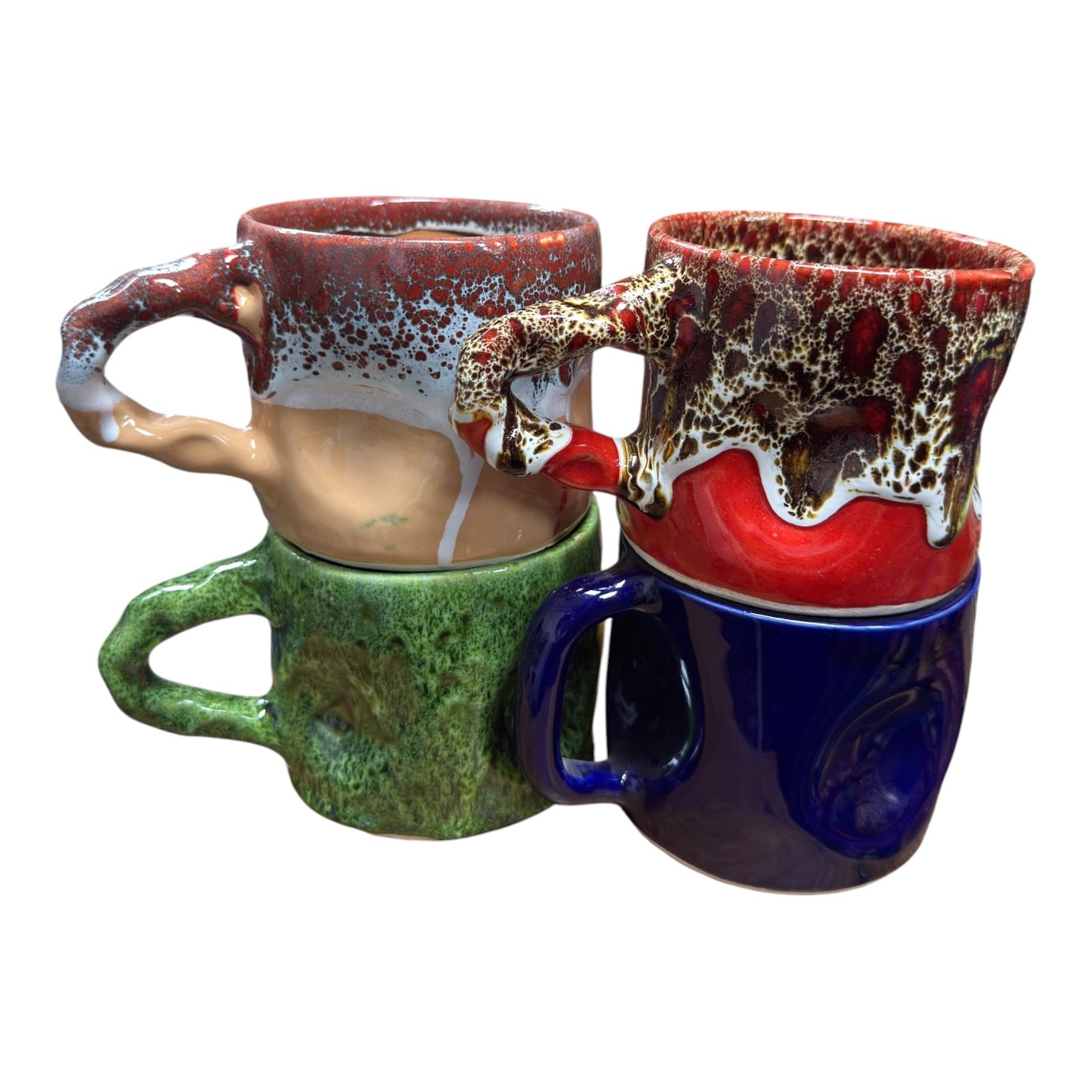Handmade Moroccan Mug with Drip Glaze & Dimples