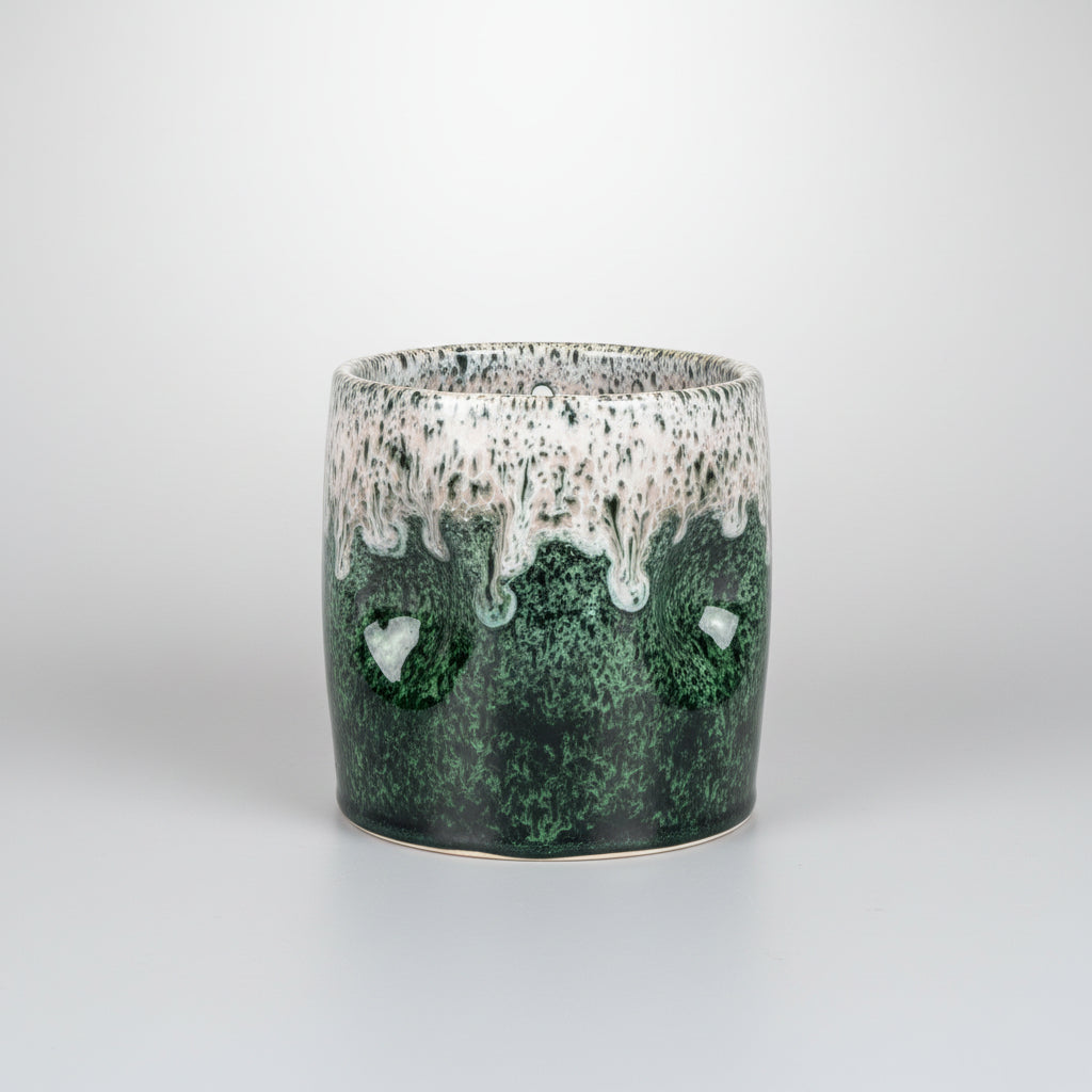 Handmade Moroccan Mug with Drip Glaze & Dimples