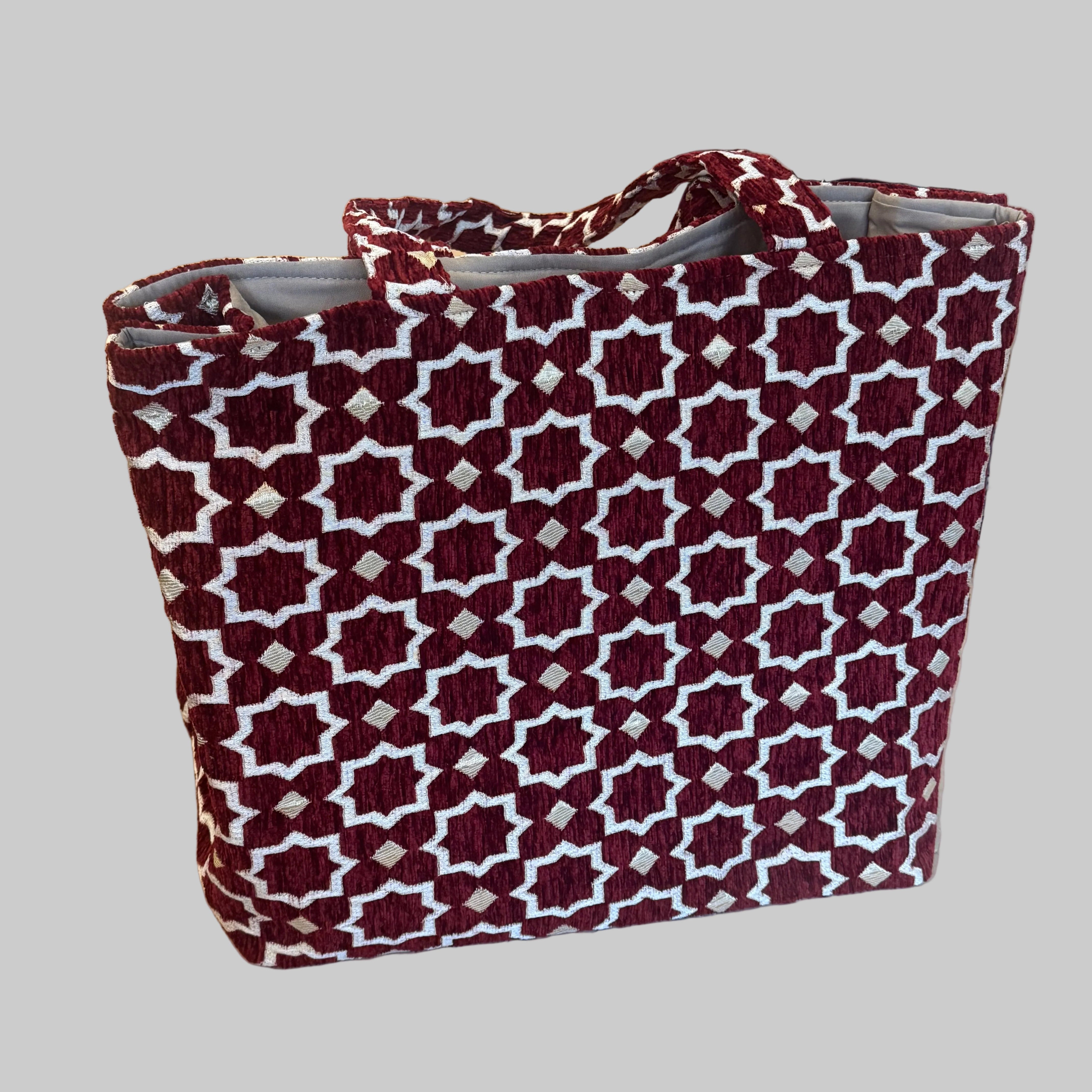 Moroccan Star Pattern Tote Bag – Expandable Fabric Shopper