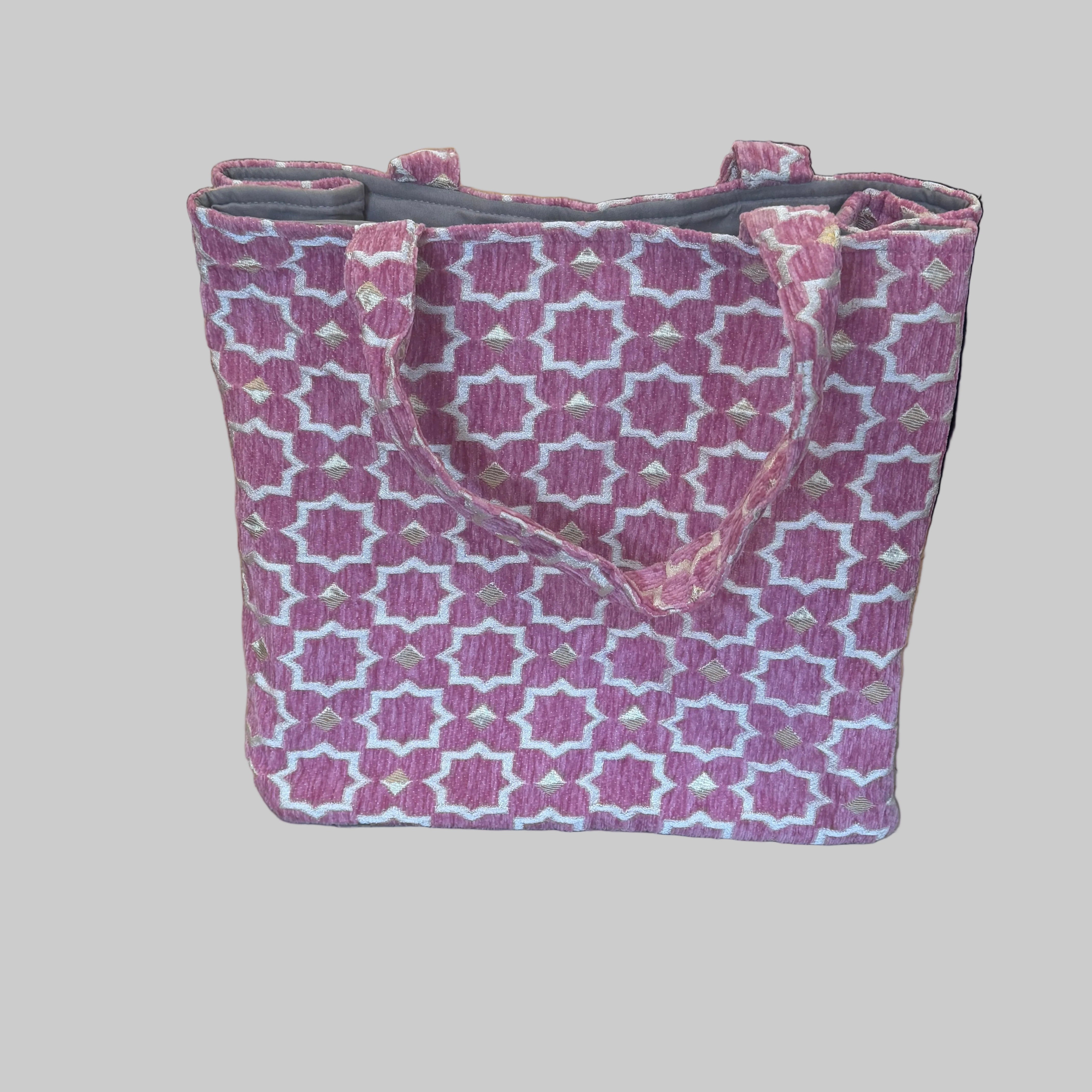 Moroccan Star Pattern Tote Bag – Expandable Fabric Shopper