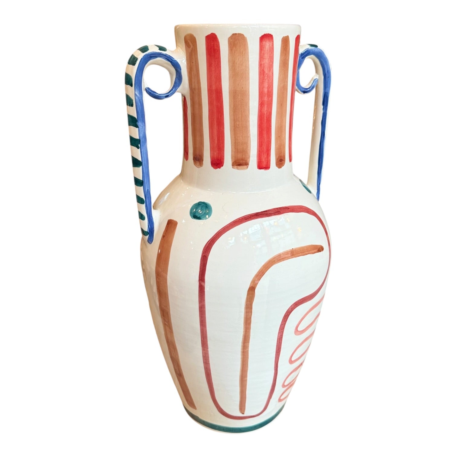 Large 50cm Handcrafted Ceramic Amphora Vase – Artisan Hand-Painted Statement Piece