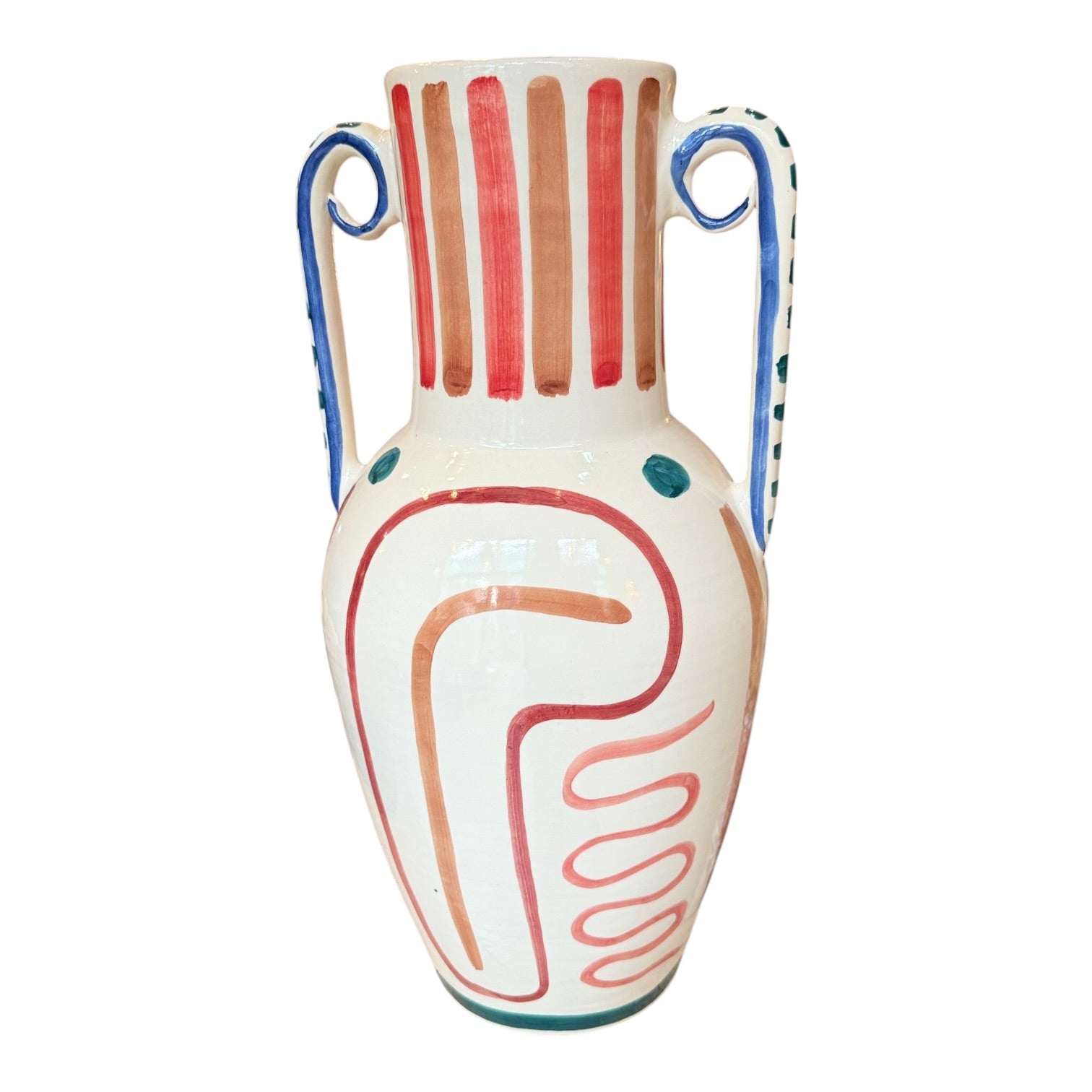 Large 50cm Handcrafted Ceramic Amphora Vase – Artisan Hand-Painted Statement Piece