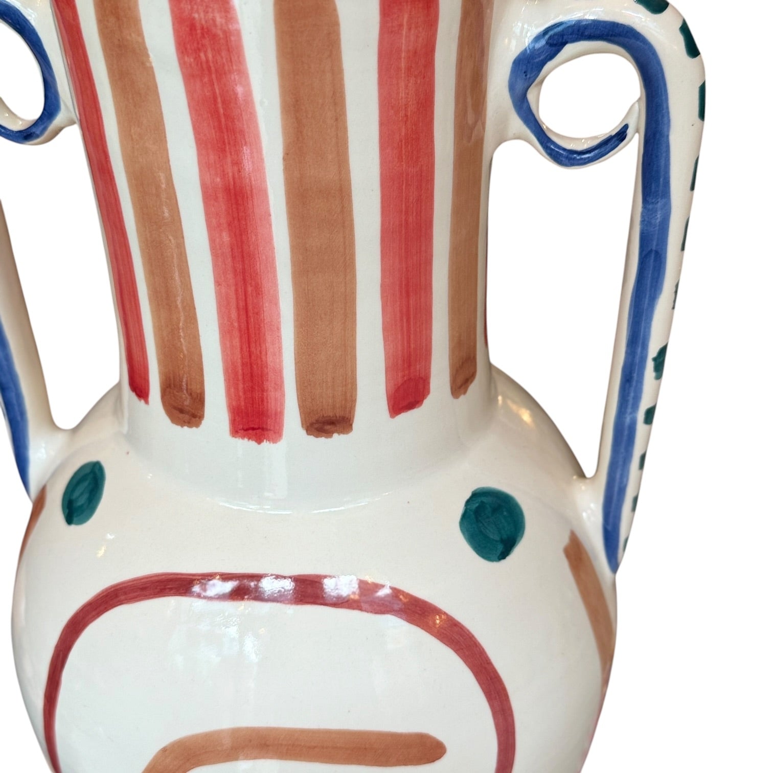 Large 50cm Handcrafted Ceramic Amphora Vase – Artisan Hand-Painted Statement Piece