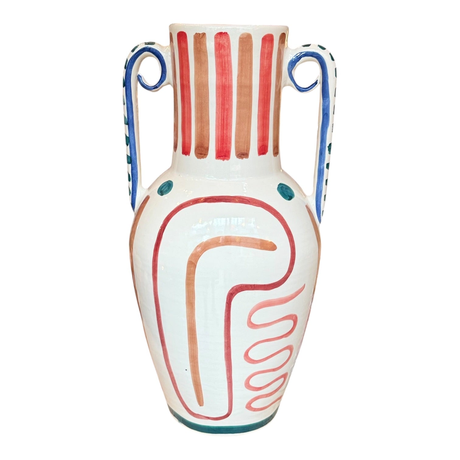 Large 50cm Handcrafted Ceramic Amphora Vase – Artisan Hand-Painted Statement Piece