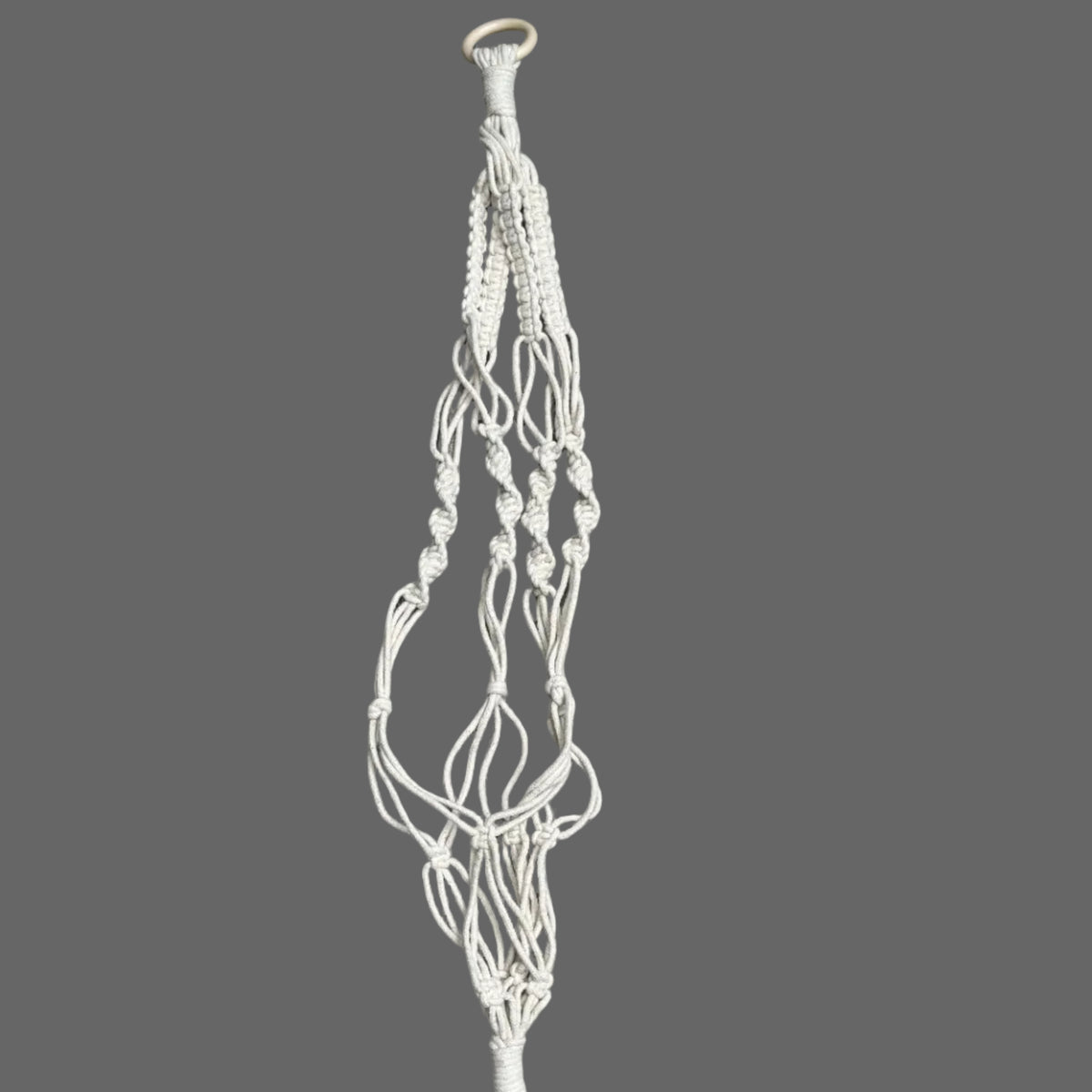 Handgefertigter Makramee-Pflanzenhänger | Minimalistischer Boho-Blumentopfhalter - Beige (80cm)