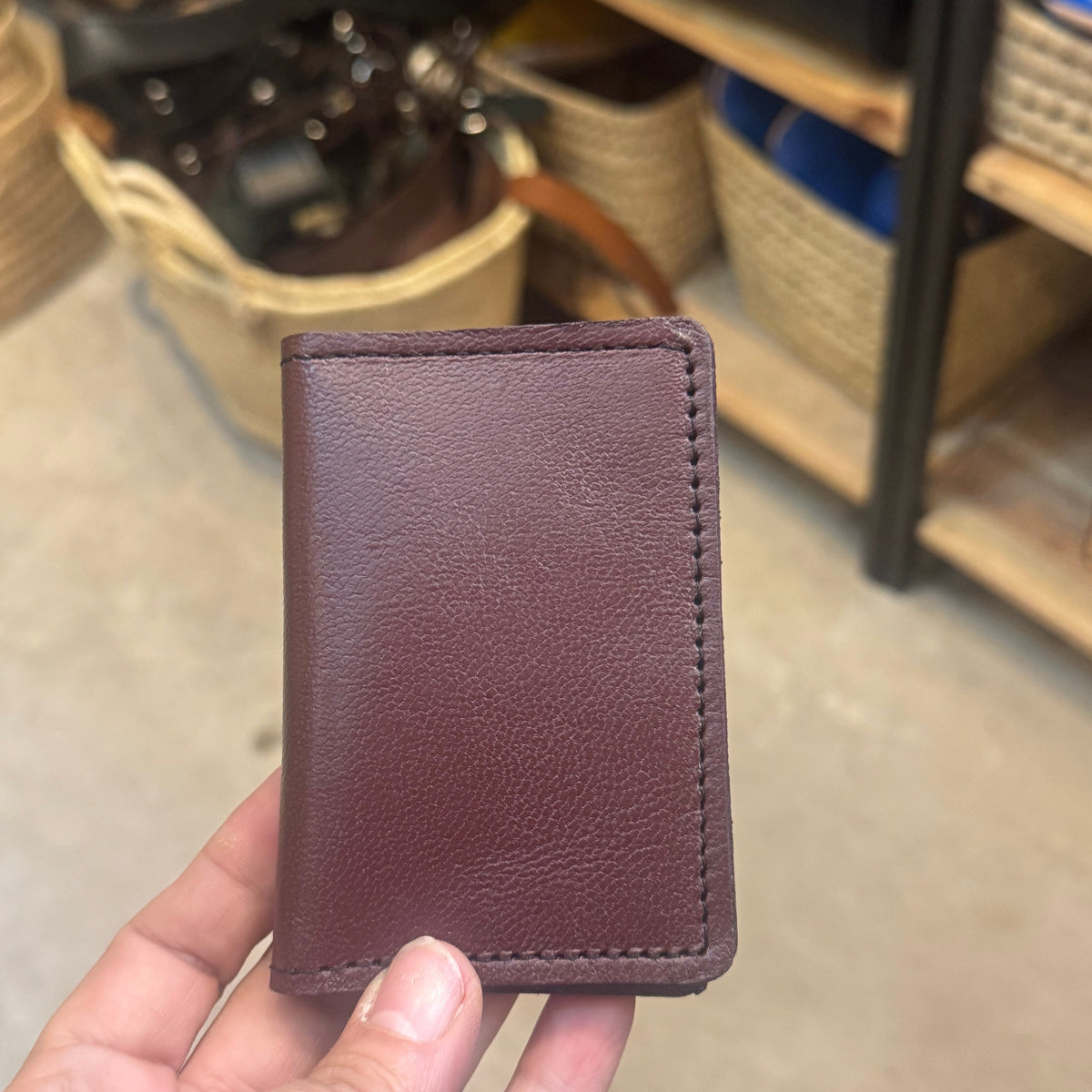 Handmade Leather Folded Card Holder, Sustainable Leather Wallet | 4 Card Slots
