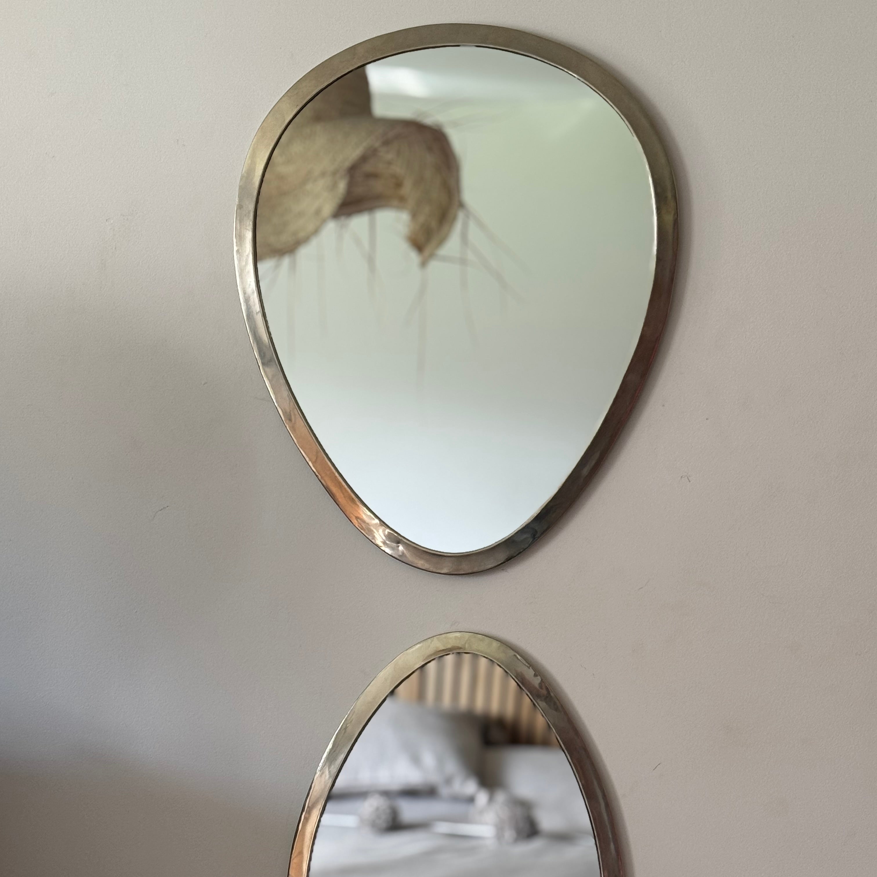 Silver Moroccan Handcrafted Mirror – Egg-Shaped Wall Decor