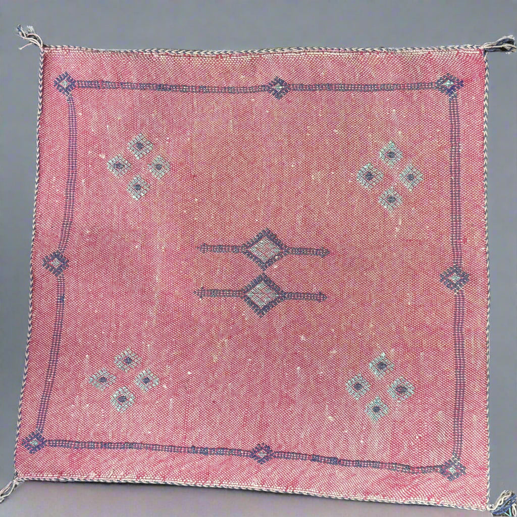 Pink Handmade Moroccan Cactus Silk Cushion – 50x50cm