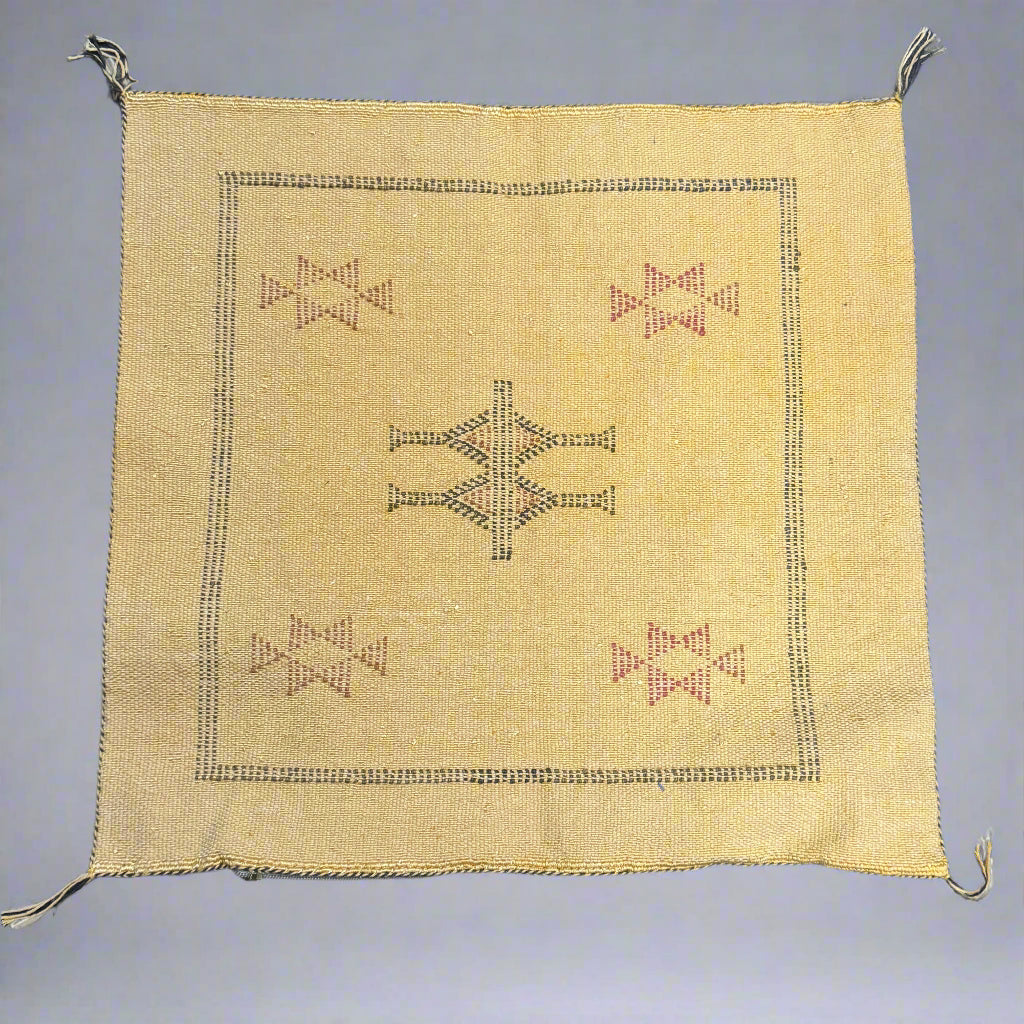 Yellow Handmade Moroccan Cactus Silk Cushion – 50x50cm