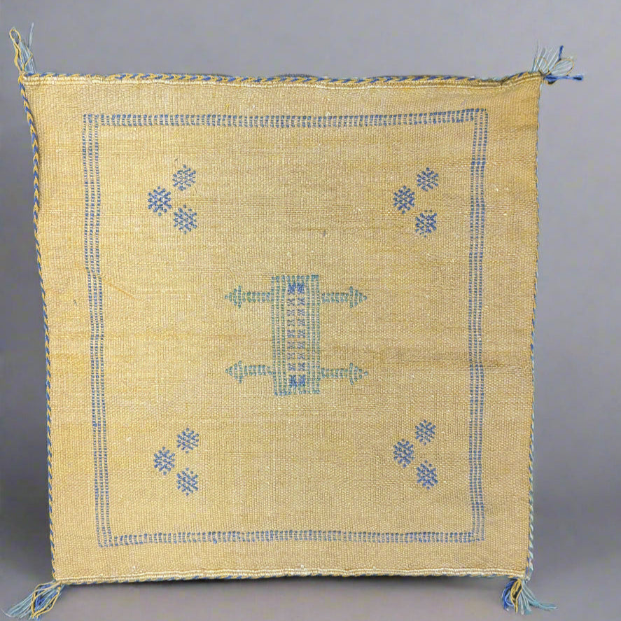 Yellow Handmade Moroccan Cactus Silk Cushion – 50x50cm