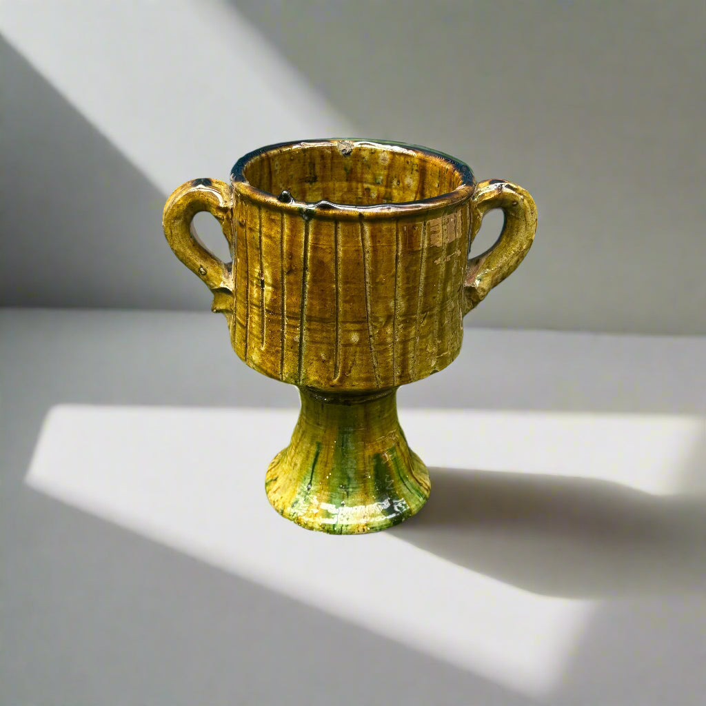 Tamegroute Pottery Twin handled plant chalice