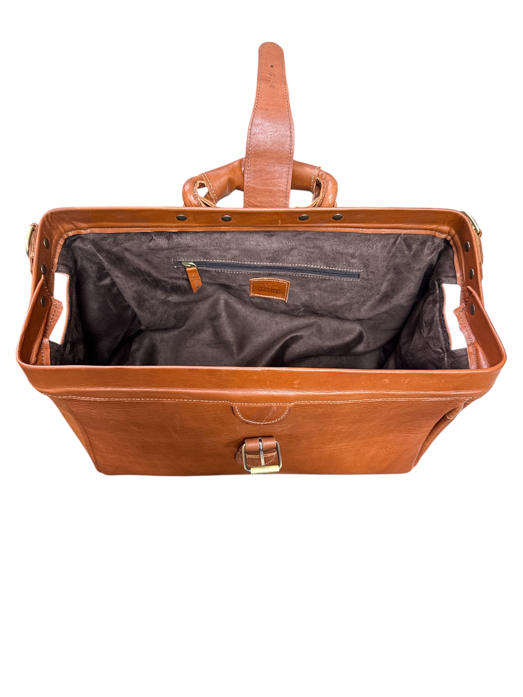 Leather overnight Doctor Bag - Light Brown Tan