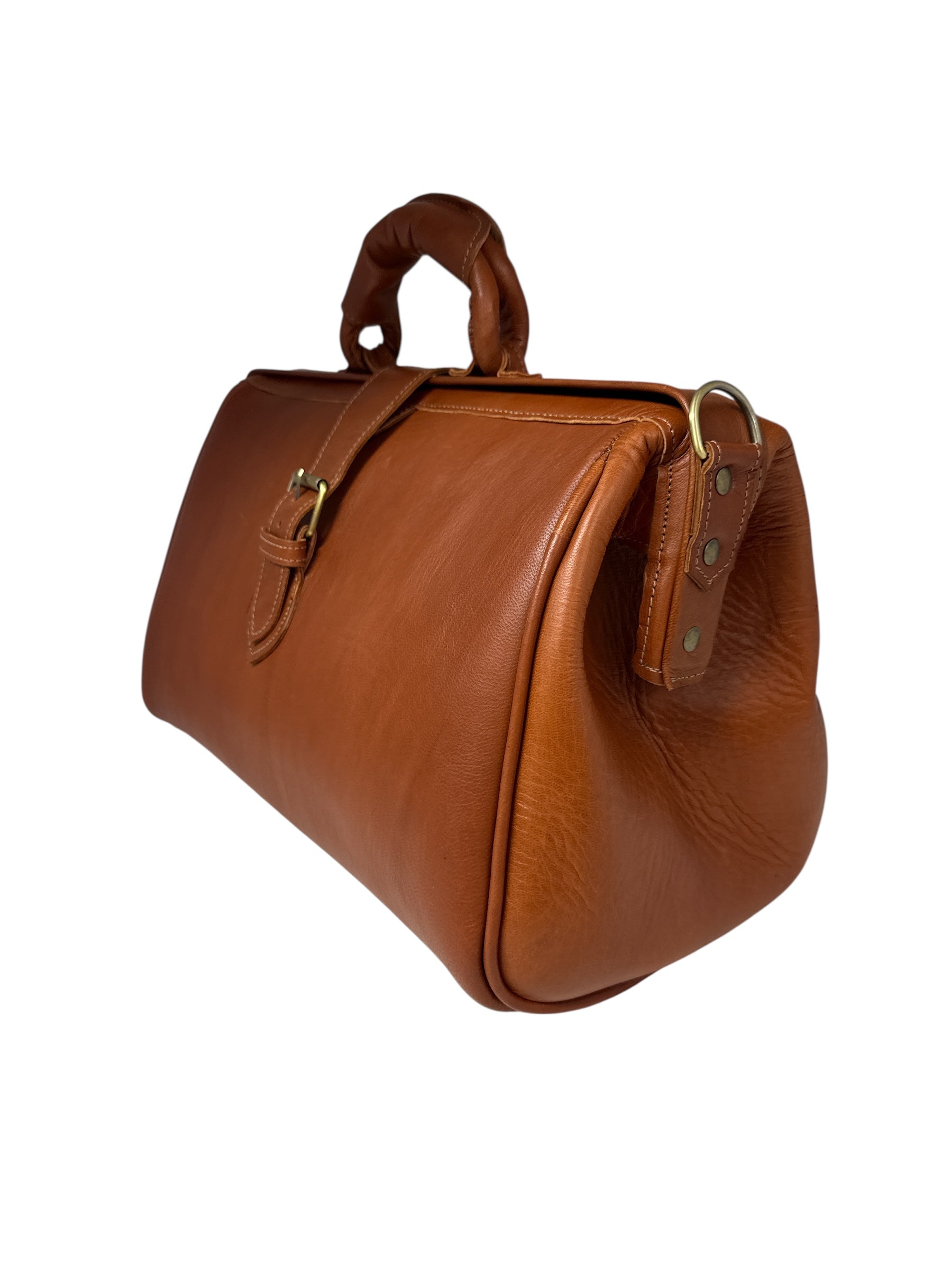 Leather overnight Doctor Bag - Light Brown Tan