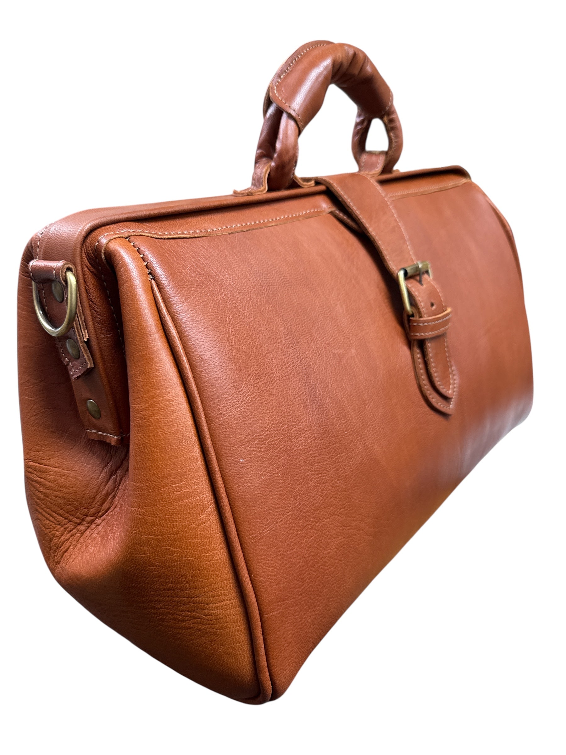 Leather overnight Doctor Bag - Light Brown Tan