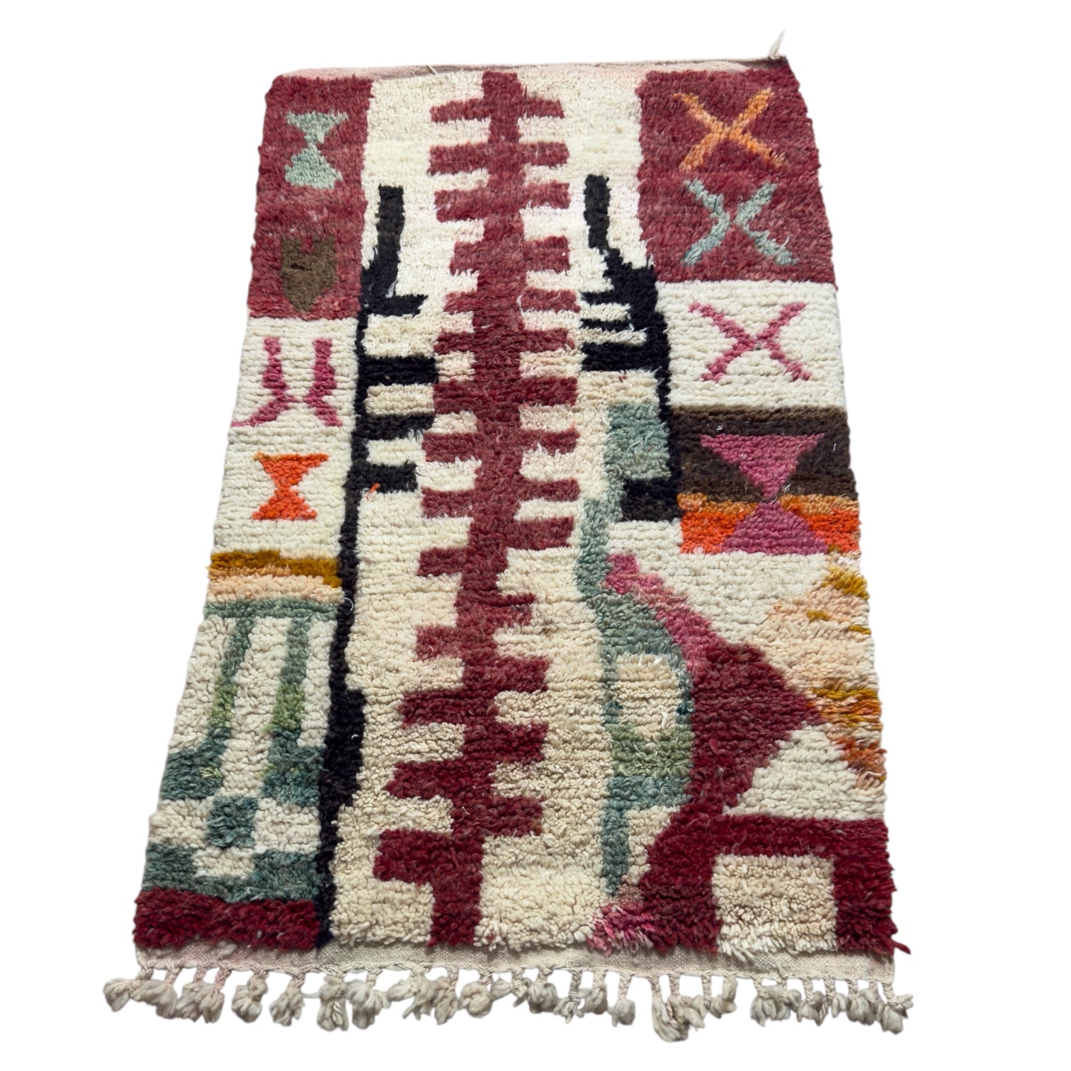 Boujaad Rug – Handmade Moroccan Berber Wool Rug 170 x 99 cm – Vintage Abstract Tribal Pattern