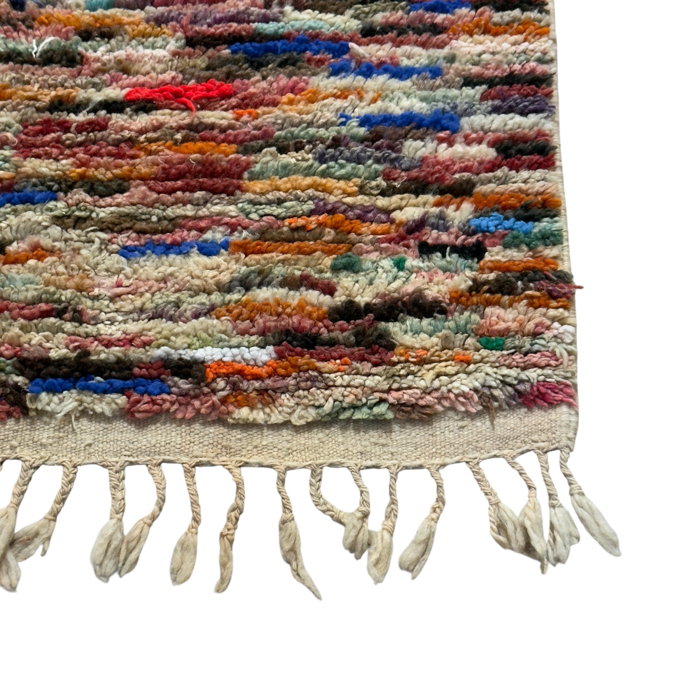 Boujaad Rug – Handmade Moroccan Berber Wool Rug 160 x 100 cm – Vintage Multicolour Striped Pattern