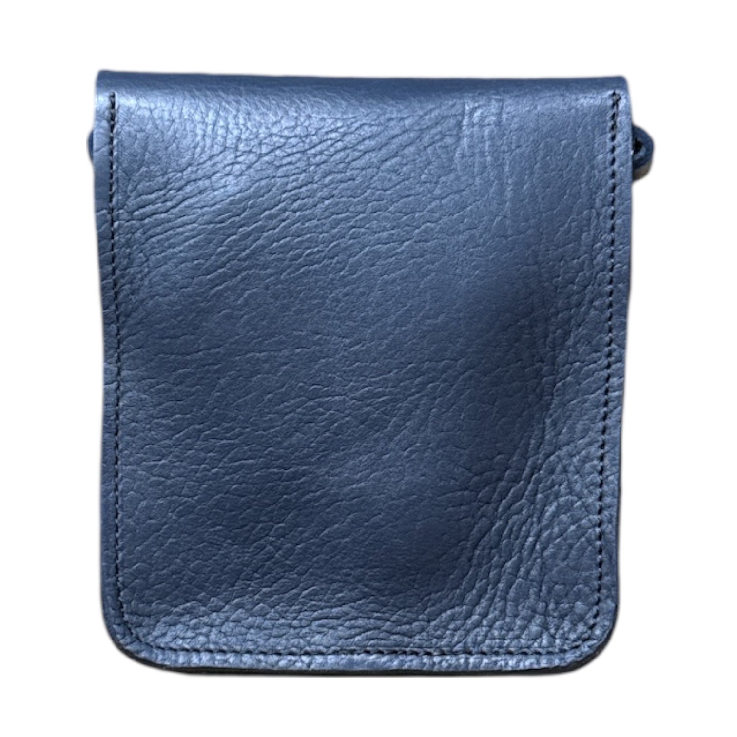 Small Leather Crossbody Bag with Pop Bag Closure Blue