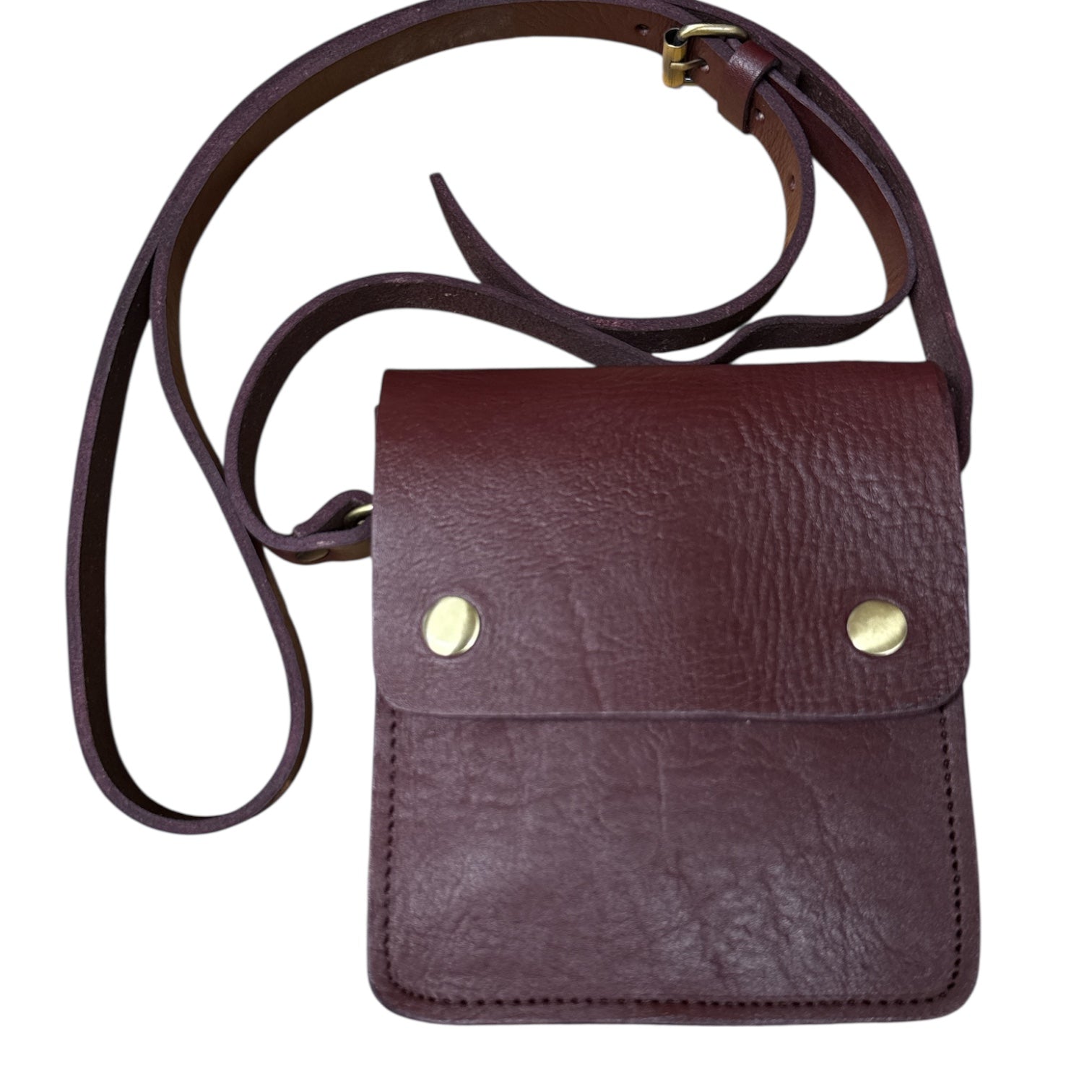 Small Leather Crossbody Bag with Pop Bag Closure Burgundy
