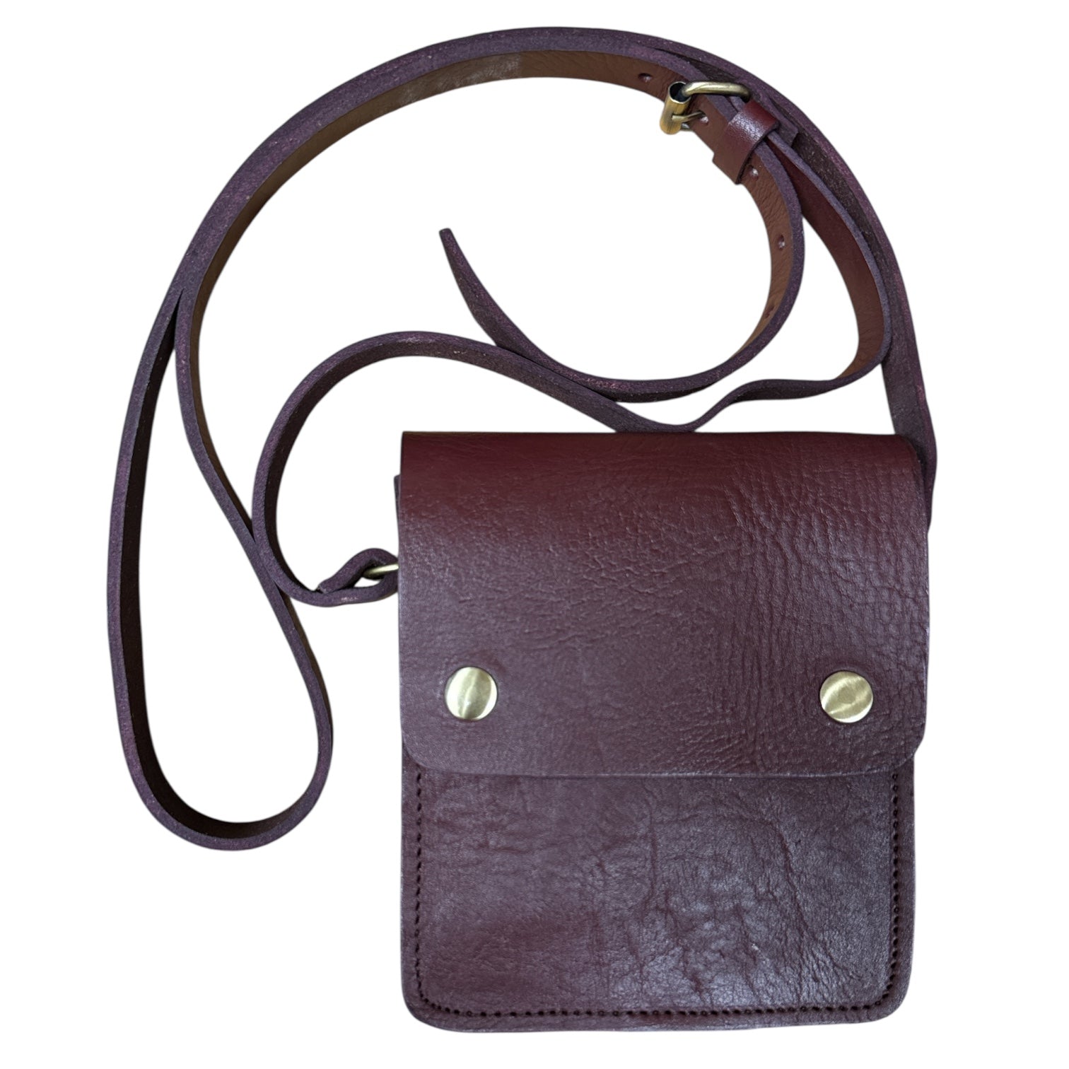 Small Leather Crossbody Bag with Pop Bag Closure Burgundy